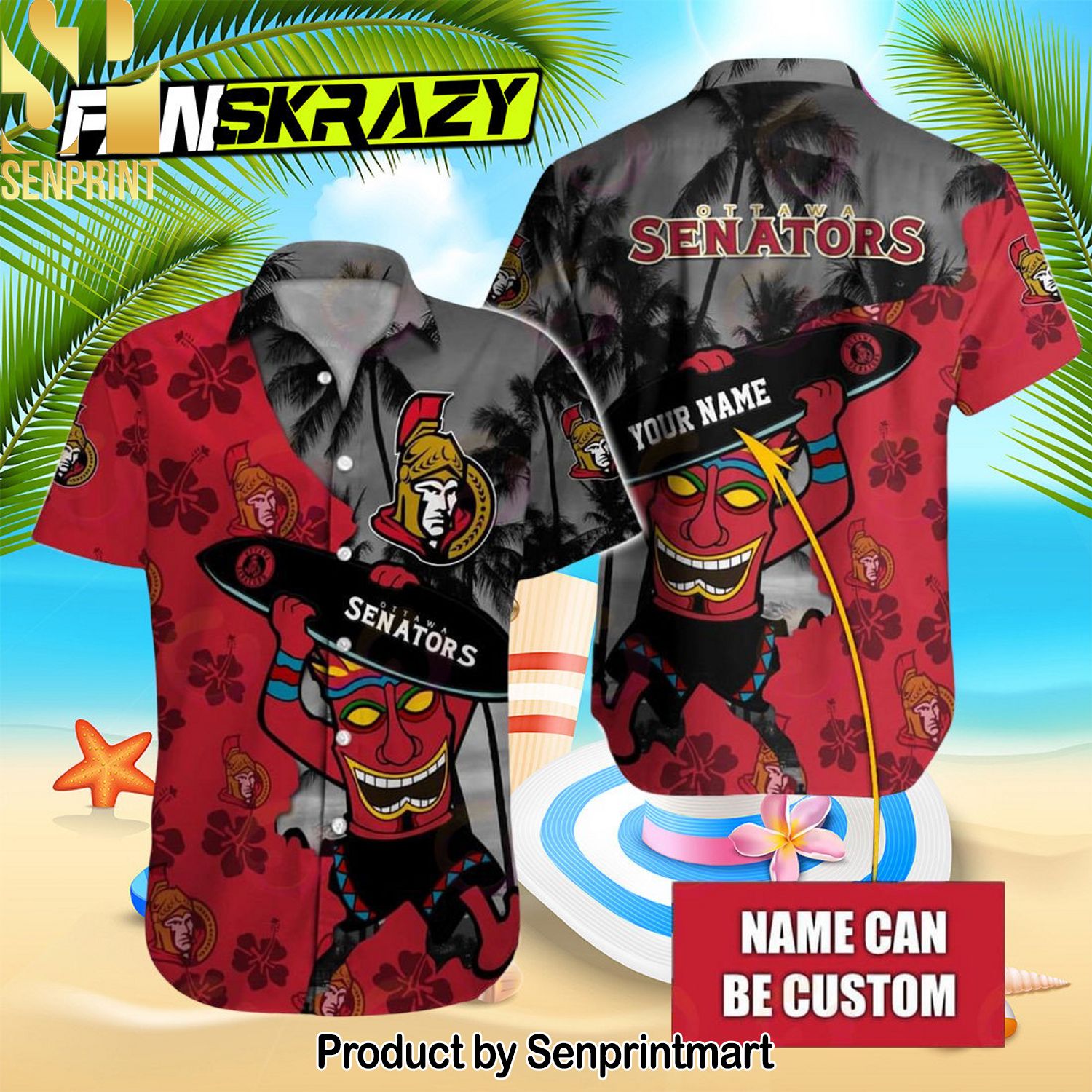 NHL Ottawa Senators Native New Version Hawaiian Shirt and Shorts