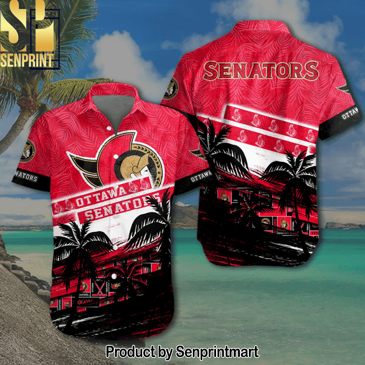 NHL Ottawa Senators Unisex All Over Print Hawaiian Shirt and Shorts