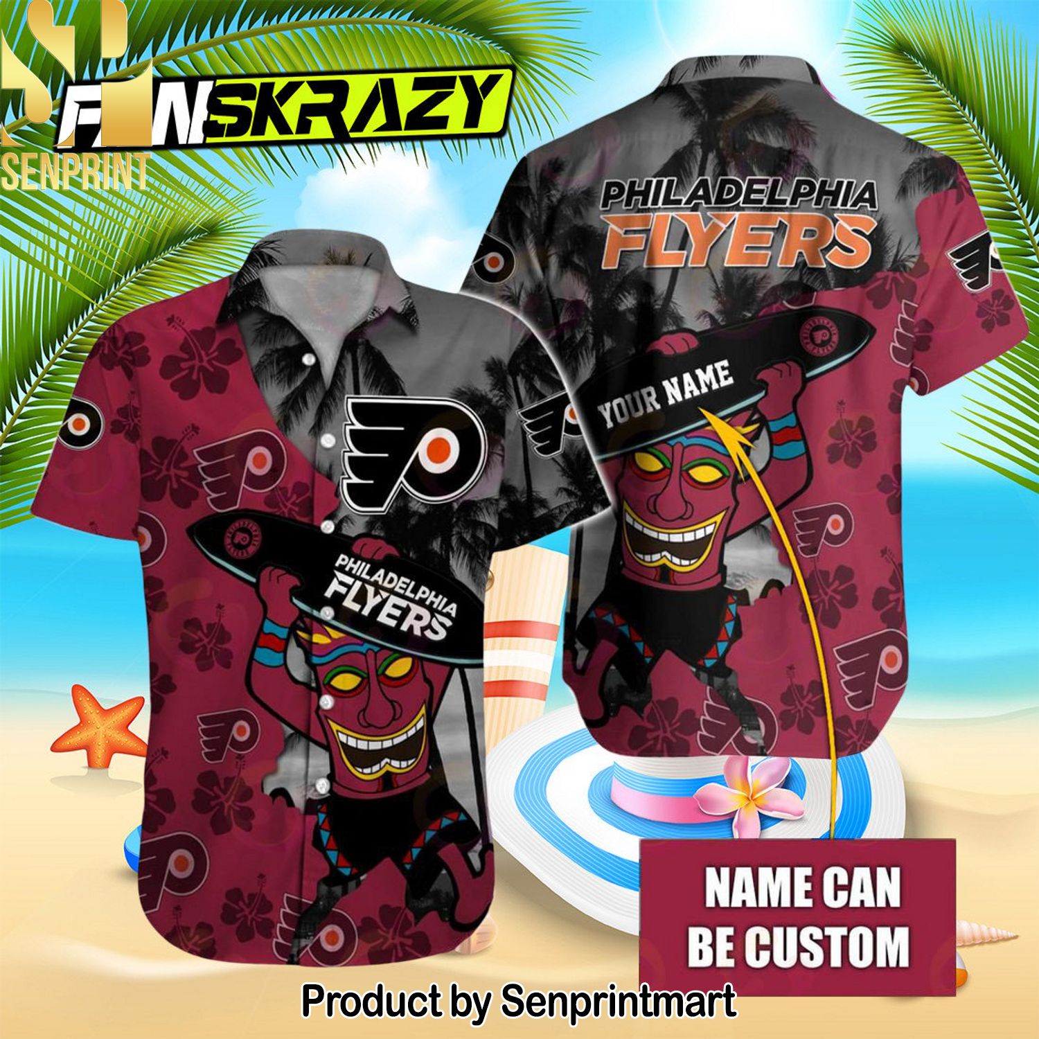 NHL Philadelphia Flyers Native Casual All Over Printed Hawaiian Shirt and Shorts