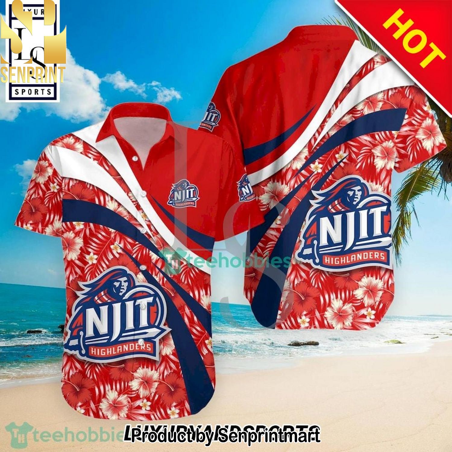 NJIT Highlanders NCAA Hibiscus Tropical Flower Gift Ideas All Over Printed Hawaiian Shirt and Shorts