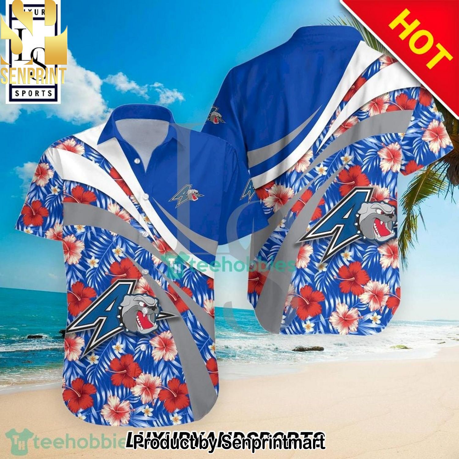 North Carolina Asheville Bulldogs NCAA Hibiscus Tropical Flower Unique 3D Hawaiian Shirt and Shorts