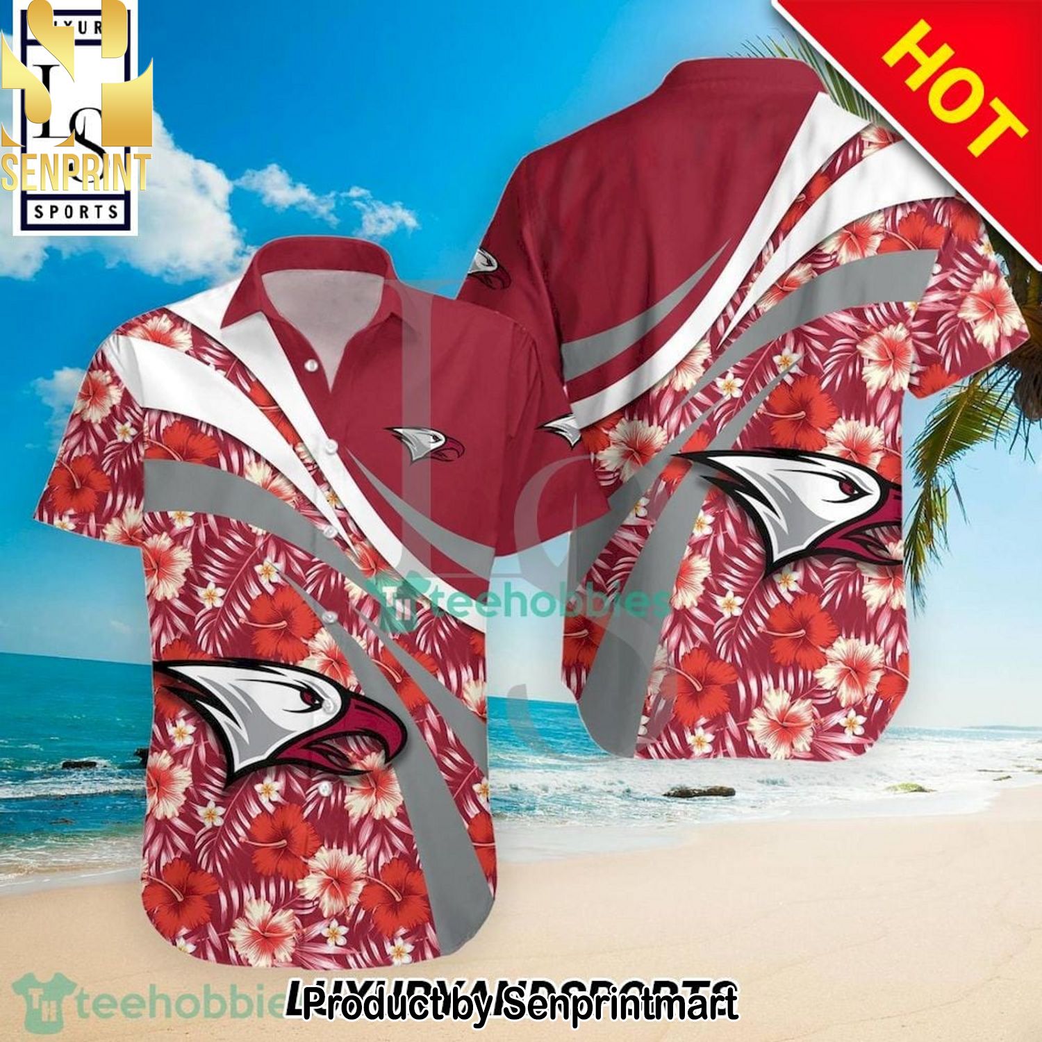 North Carolina Central Eagles NCAA Hibiscus Tropical Flower Casual Full Printing Hawaiian Shirt and Shorts