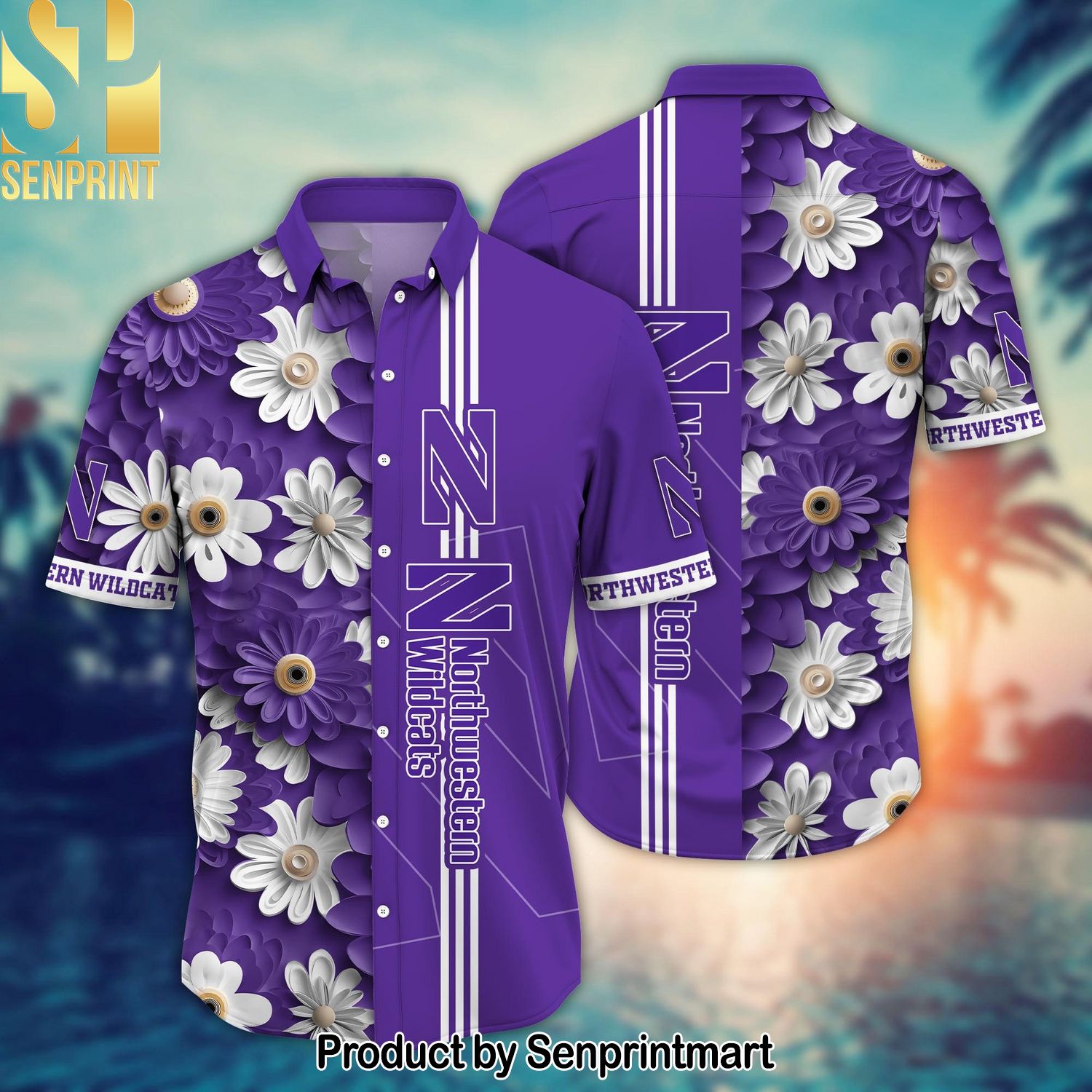 Northwestern Wildcats NCAA Flower Pattern All Over Printed Hawaiian Shirt and Shorts