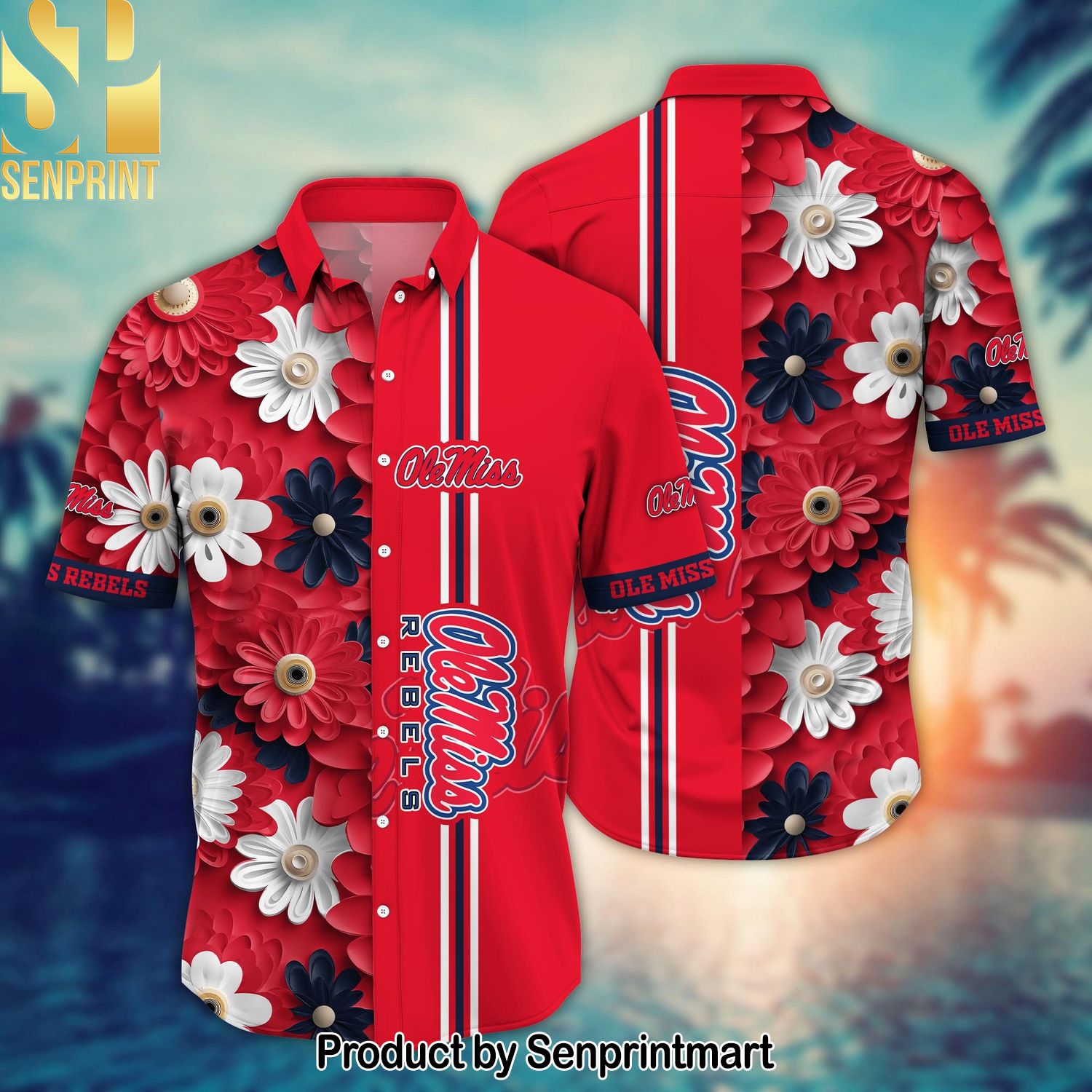 Ole Miss Rebels NCAA Flower Unique All Over Print Hawaiian Shirt and Shorts