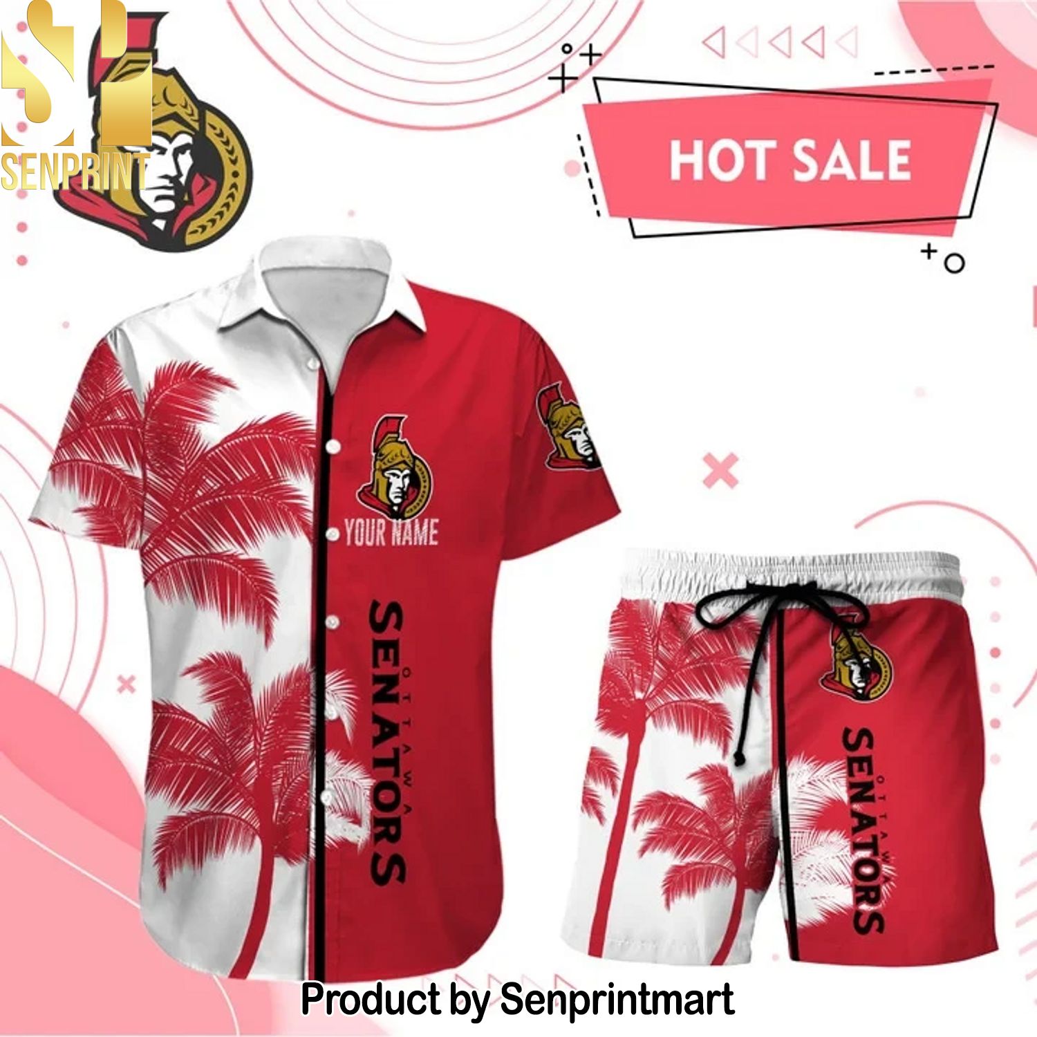 OTTAWA SENATORS NHL Casual All Over Print Hawaiian Shirt and Shorts