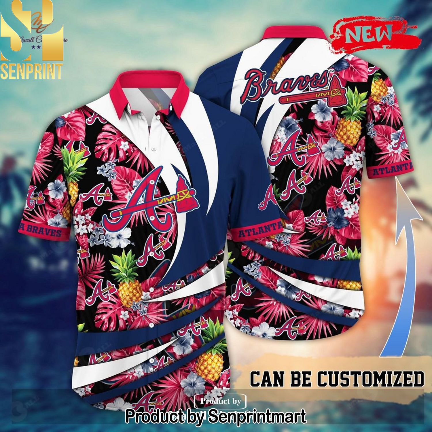 Personalized Name Atlanta Braves MLB Flower Pineapple New Fashion Hawaiian Shirt and Shorts