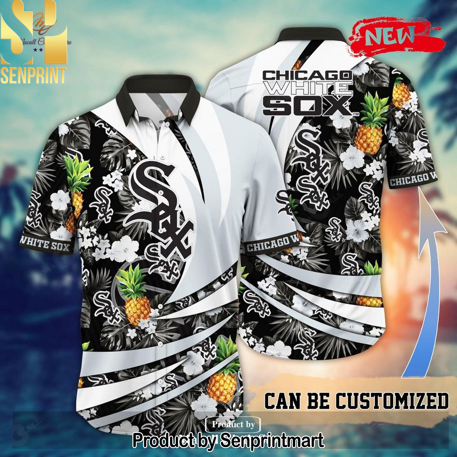 Personalized Name Chicago White Sox MLB Flower Pineapple New Version Hawaiian Shirt and Shorts