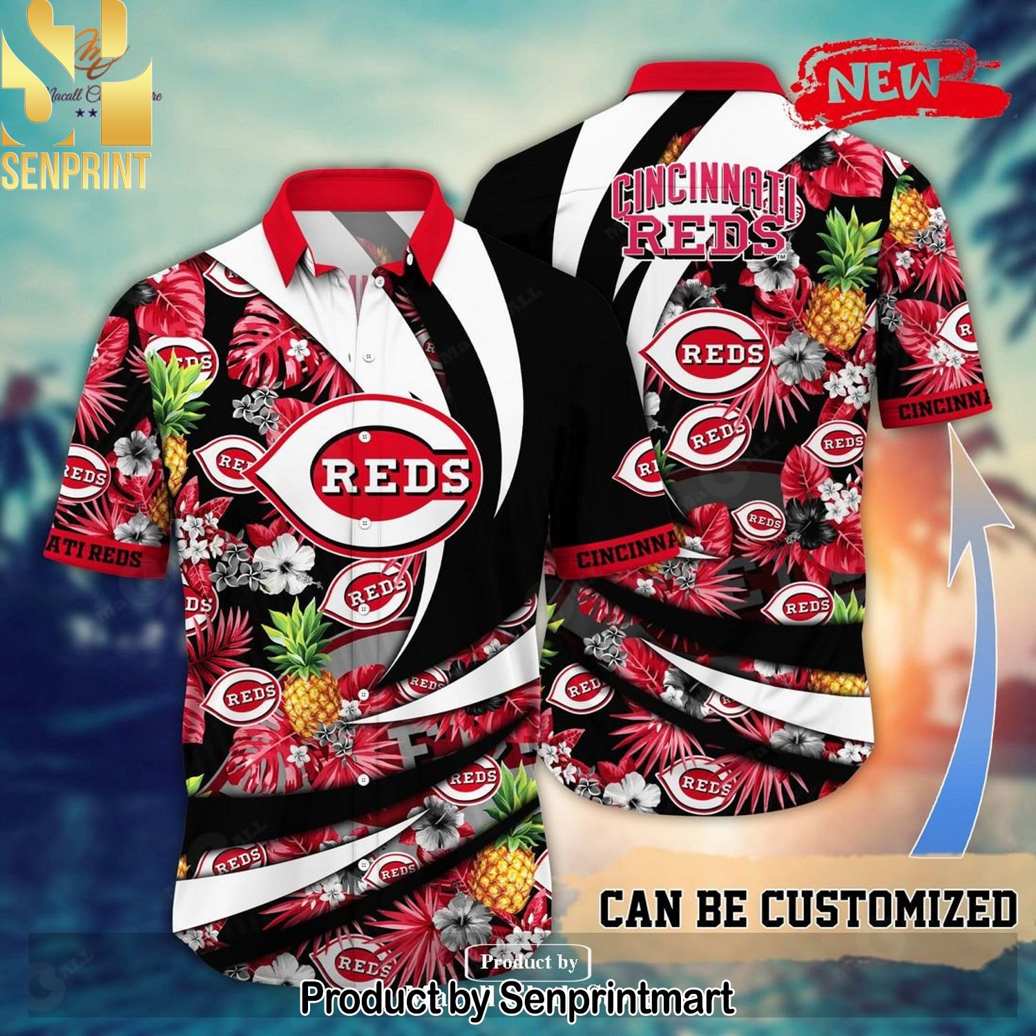Personalized Name Cincinnati Reds MLB Flower Pineapple Hot Outfit Hawaiian Shirt and Shorts