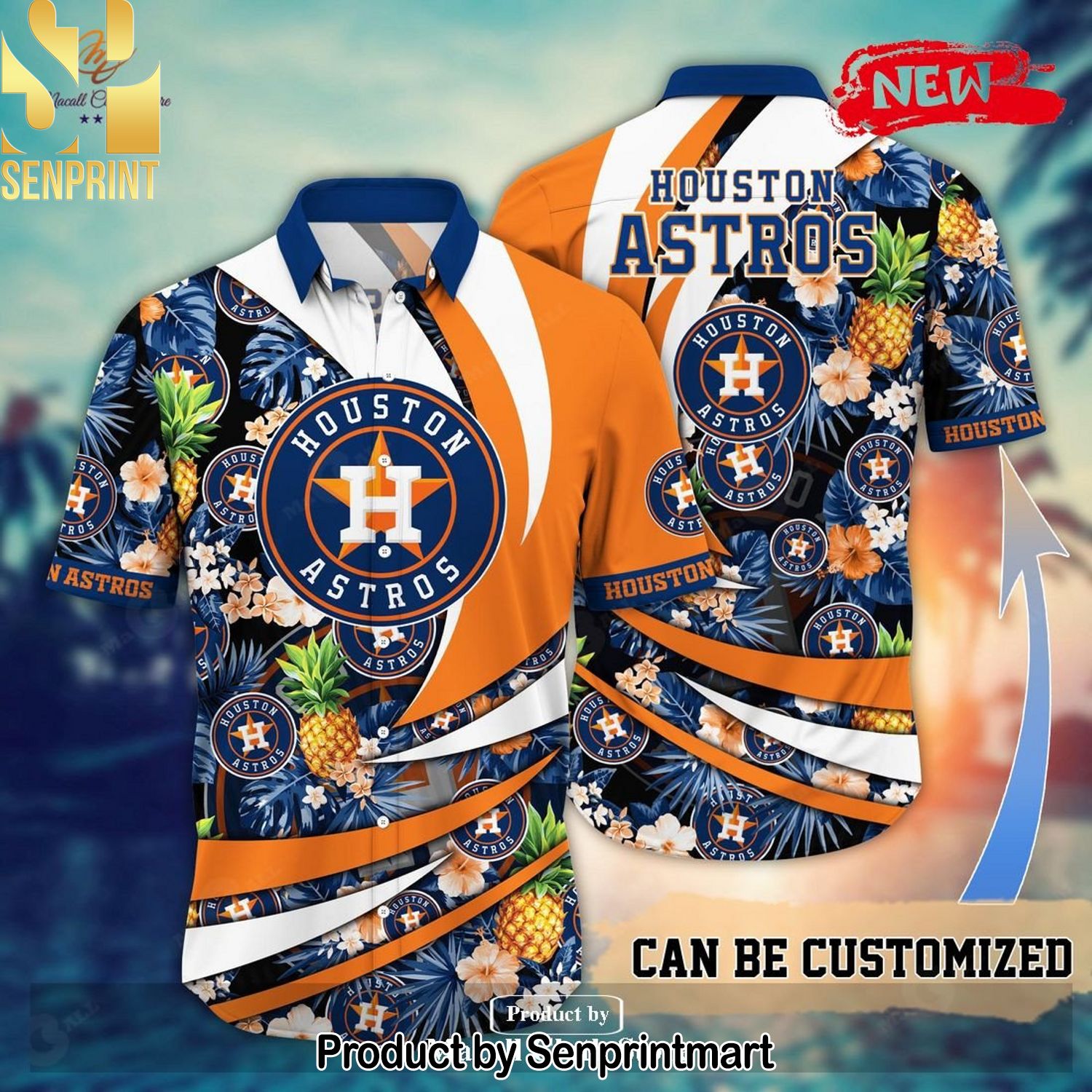 Personalized Name Houston Astros MLB Flower Pineapple Hot Version Hawaiian Shirt and Shorts