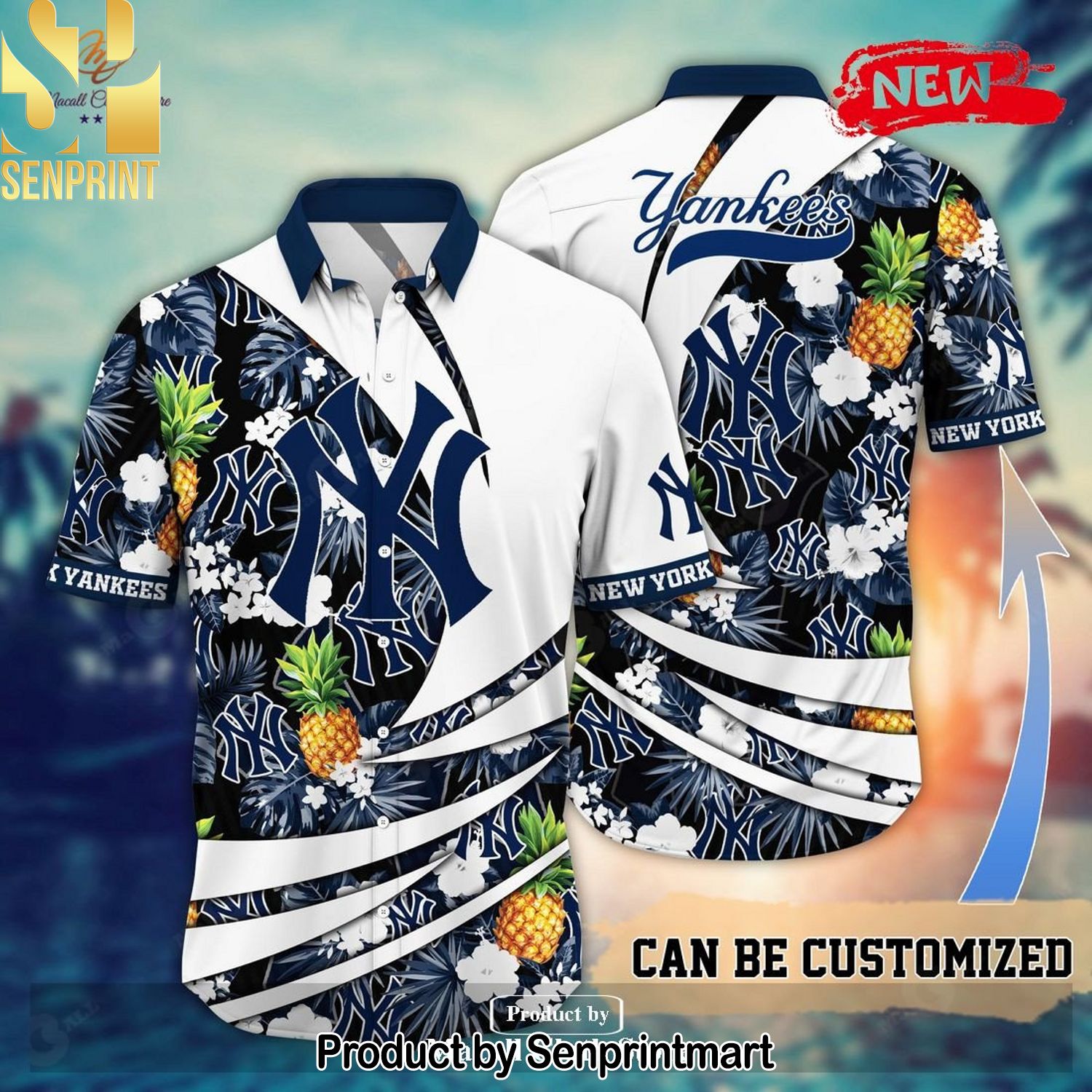Personalized Name New York Yankees MLB Flower Pineapple High Fashion Hawaiian Shirt and Shorts