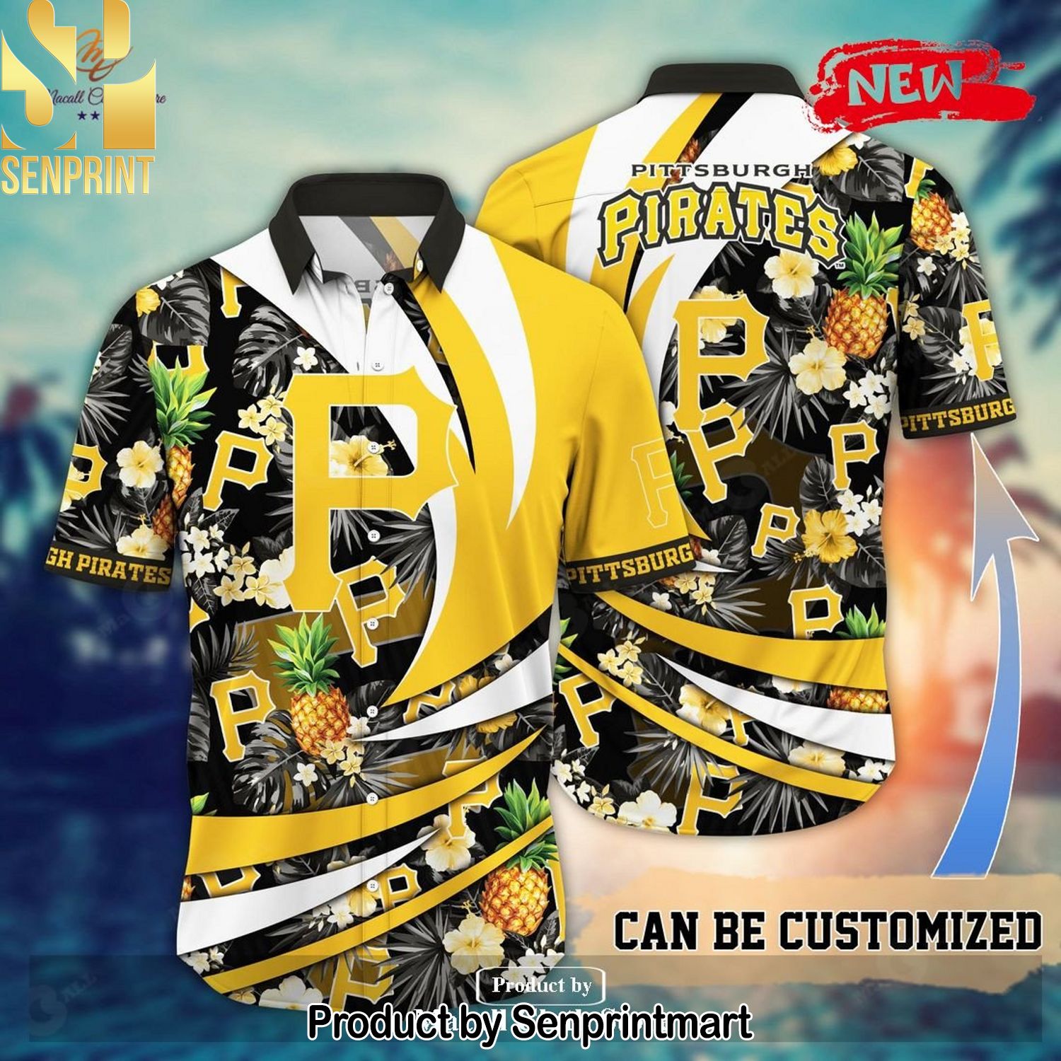 Personalized Name Pittsburgh Pirates MLB Flower Pineapple Pattern Full Print Hawaiian Shirt and Shorts