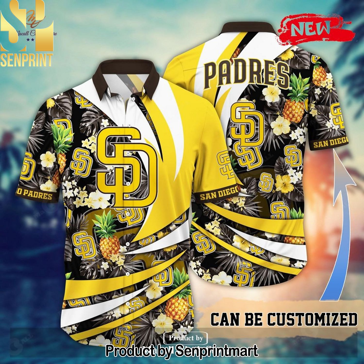 Personalized Name San Diego Padres MLB Flower Pineapple New Style Hawaiian Shirt and Shorts