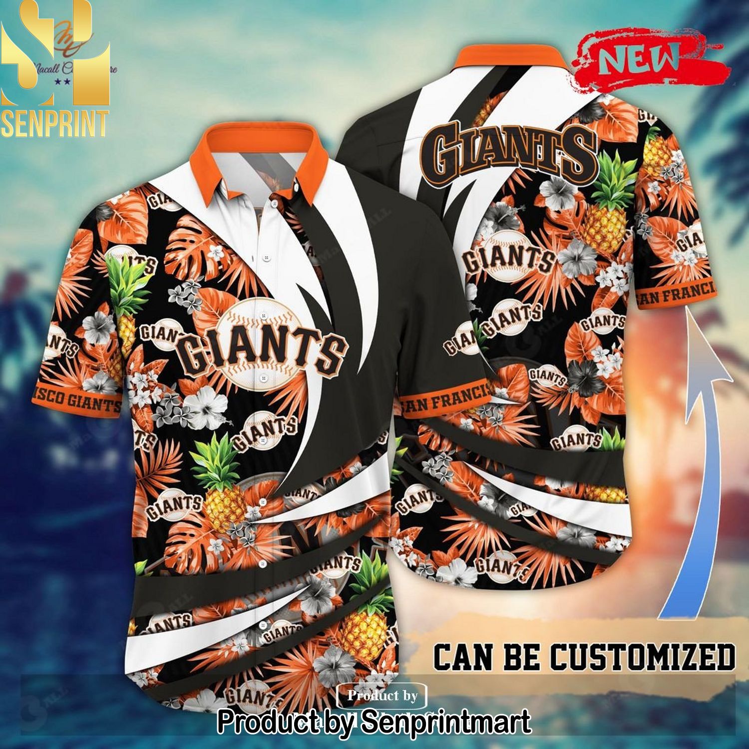 Personalized Name San Francisco Giants MLB Flower Pineapple Casual Full Print Hawaiian Shirt and Shorts