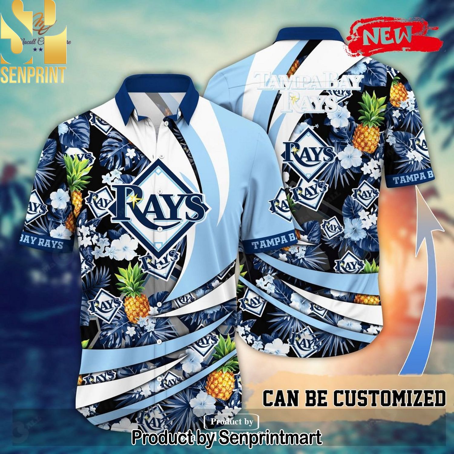 Personalized Name Tampa Bay Rays MLB Flower Pineapple Cool Version Hawaiian Shirt and Shorts