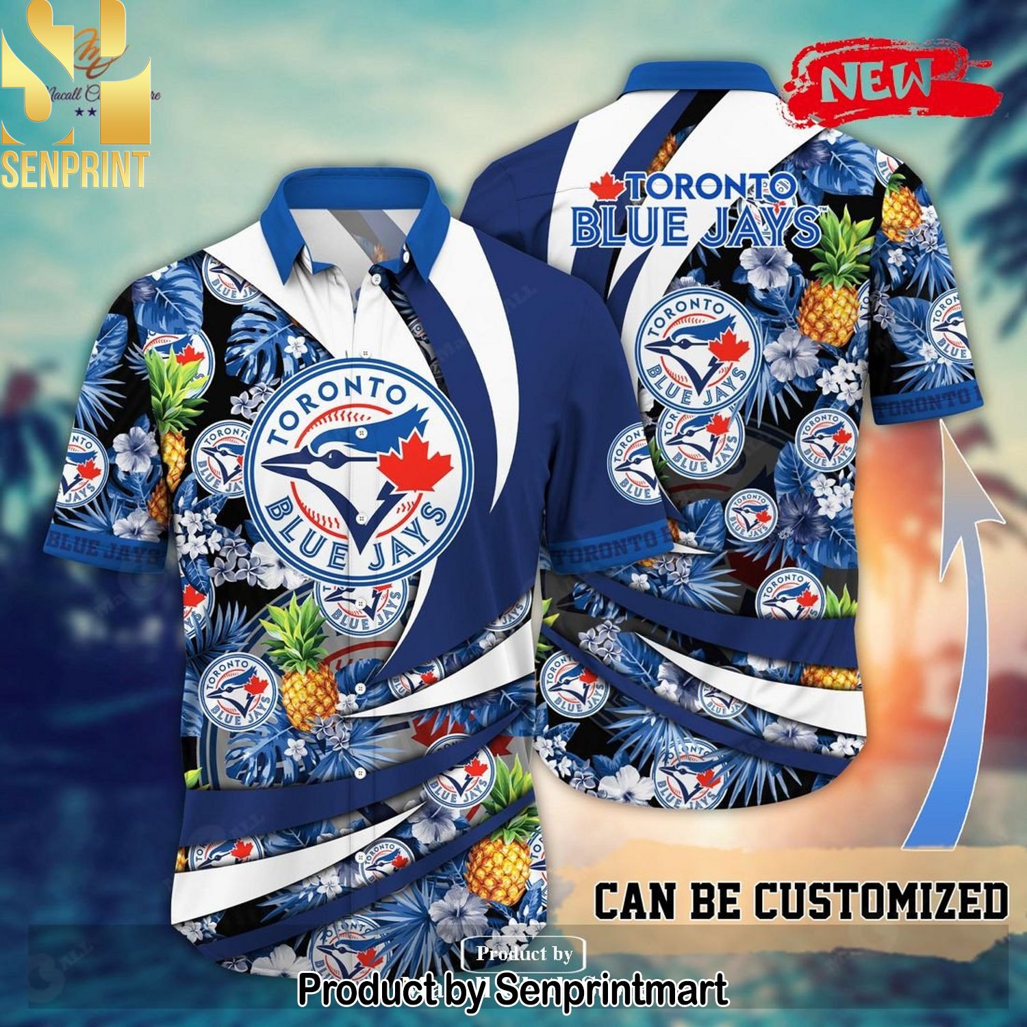 Personalized Name Toronto Blue Jays MLB Flower Pineapple Pattern 3D Hawaiian Shirt and Shorts