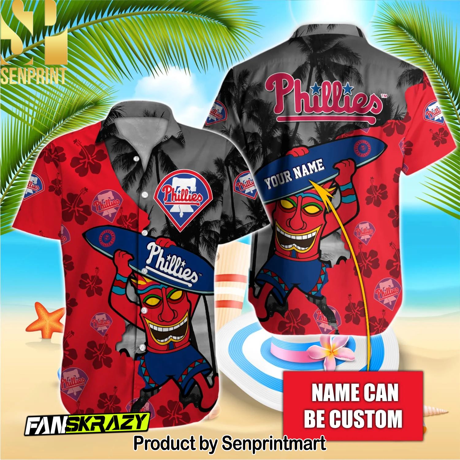 Philadelphia Phillies MLB Street Style Hawaiian Shirt and Shorts