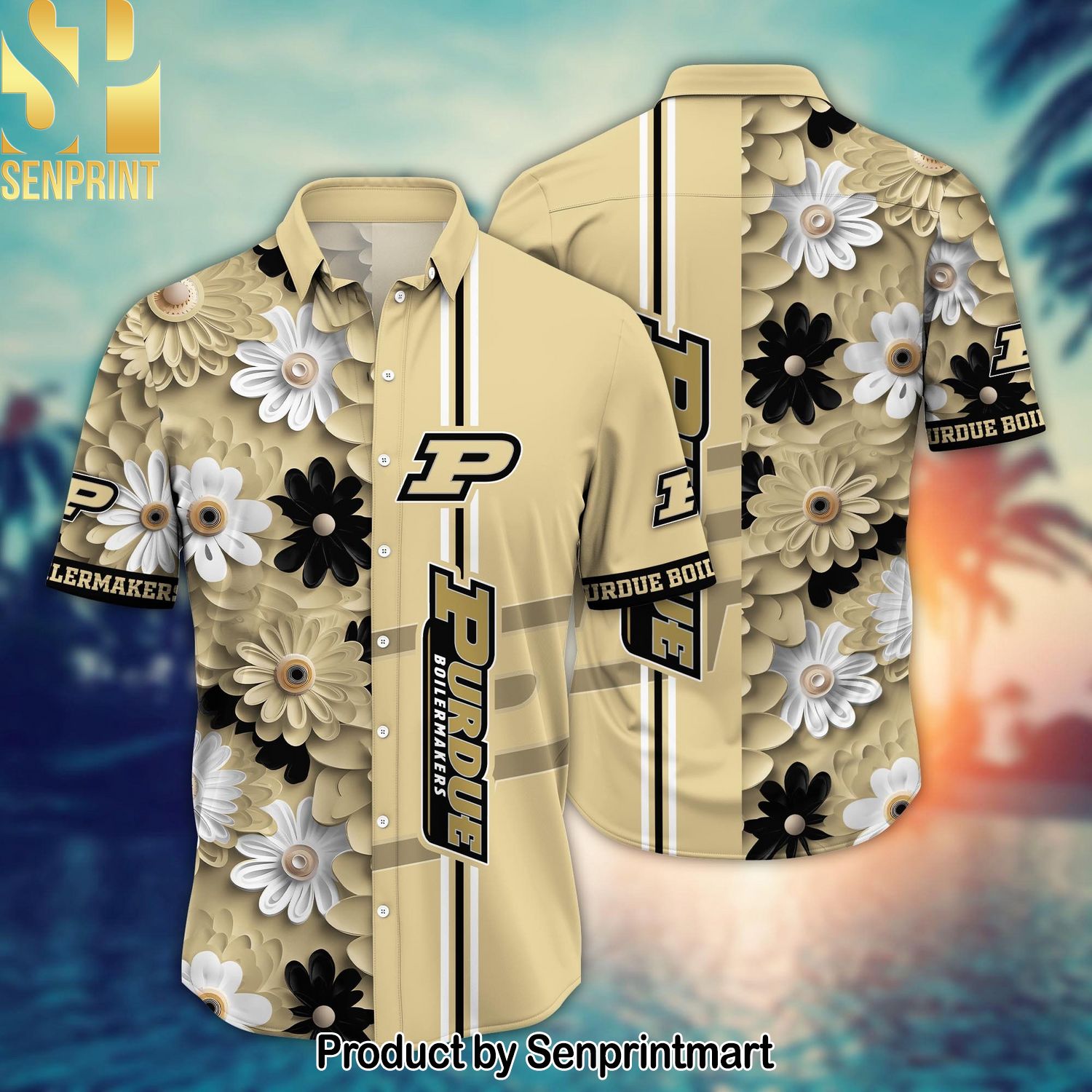 Purdue Boilermakers NCAA Flower Unique Full Printed Hawaiian Shirt and Shorts