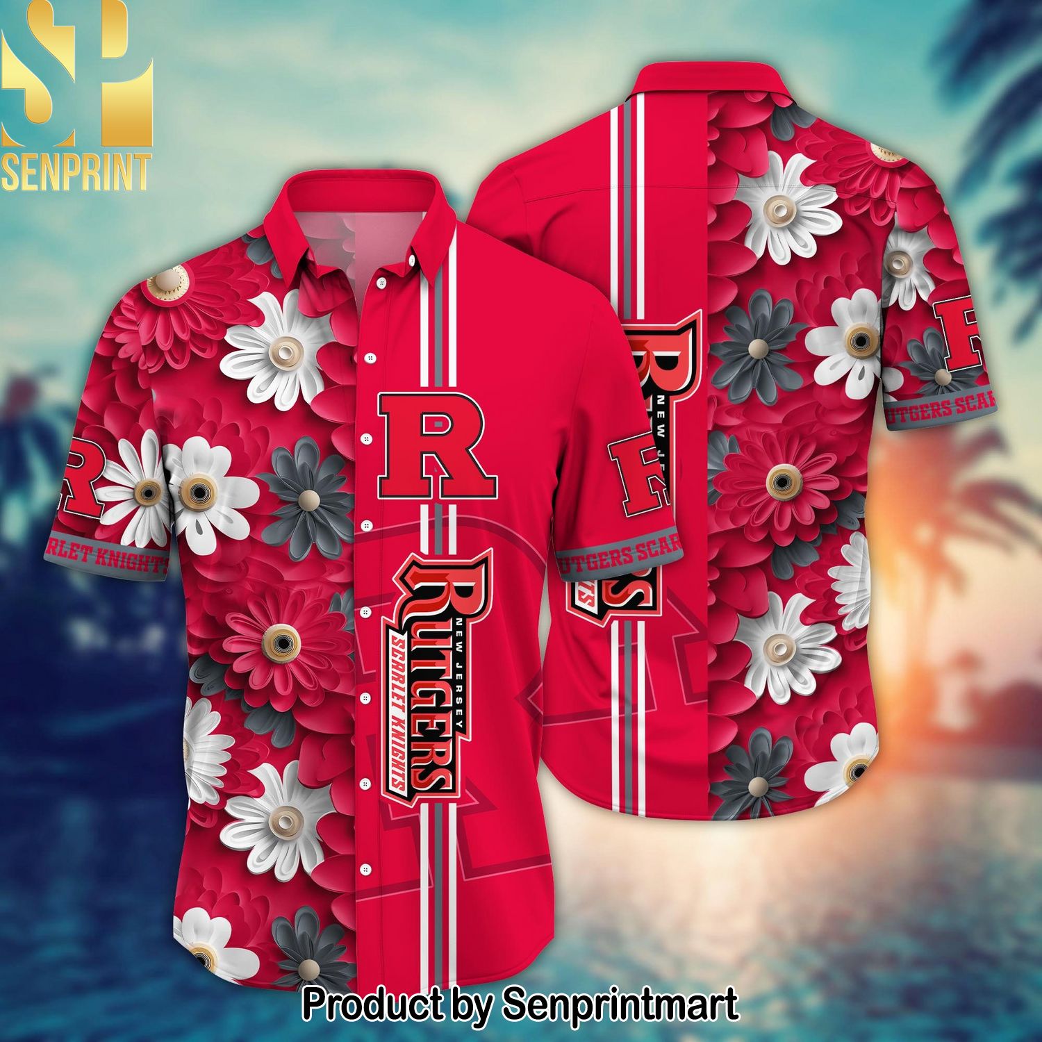 Rutgers Scarlet Knights NCAA Flower New Version Hawaiian Shirt and Shorts