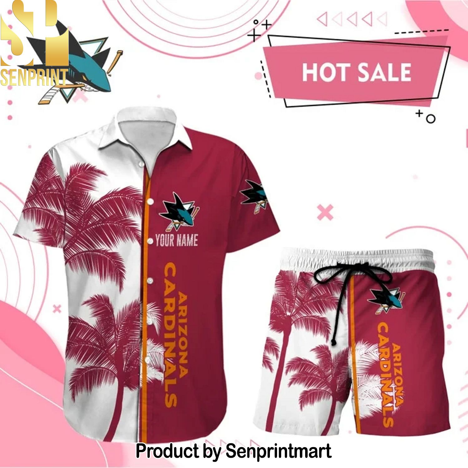 SAN JOSE SHARKS NHL Unique All Over Print Hawaiian Shirt and Shorts