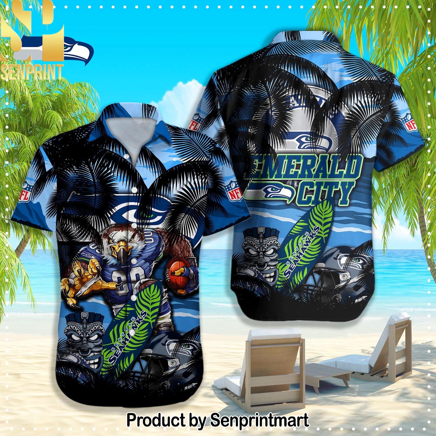 Seattle Seahawks NFL For Fans Hawaiian Shirt and Shorts