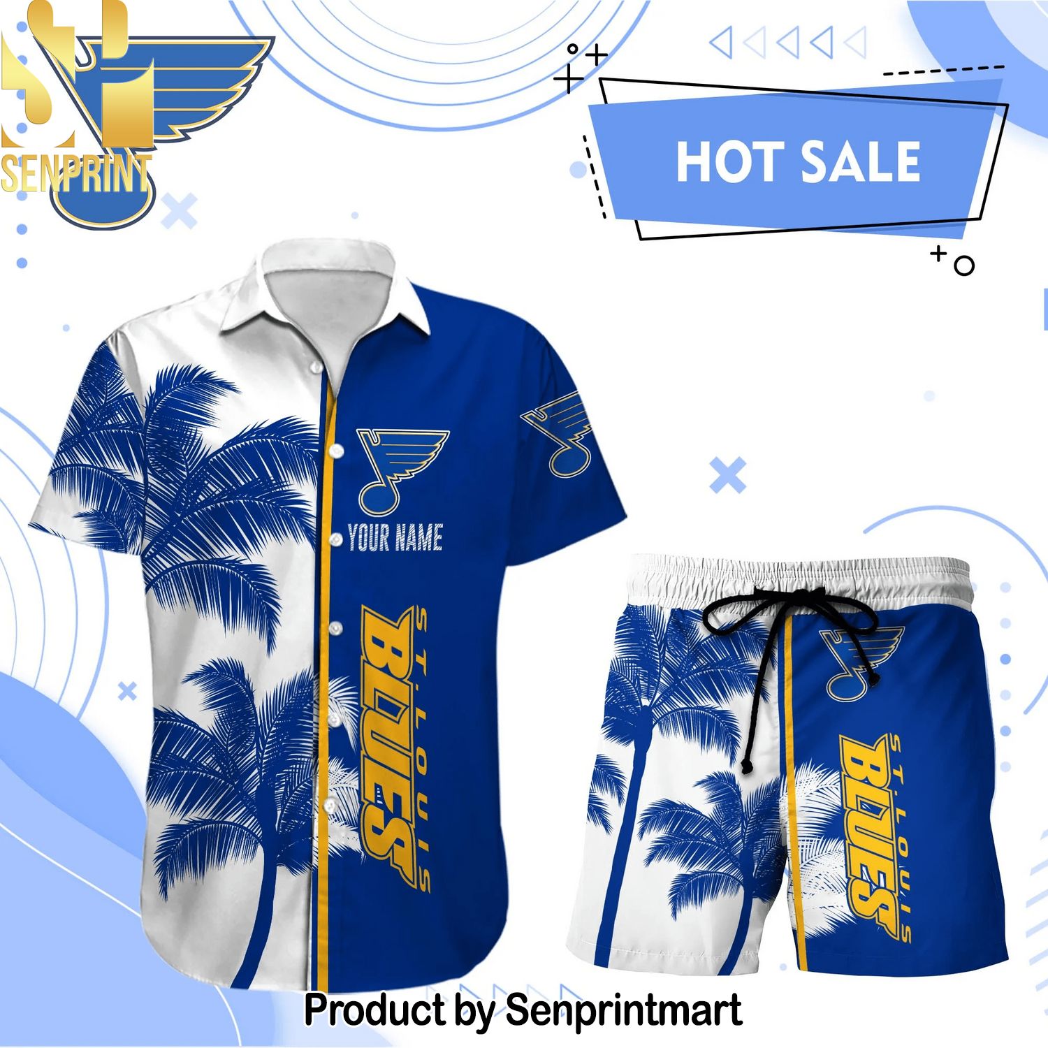 ST. LOUIS BLUES NHL Gift Ideas Hawaiian Shirt and Shorts