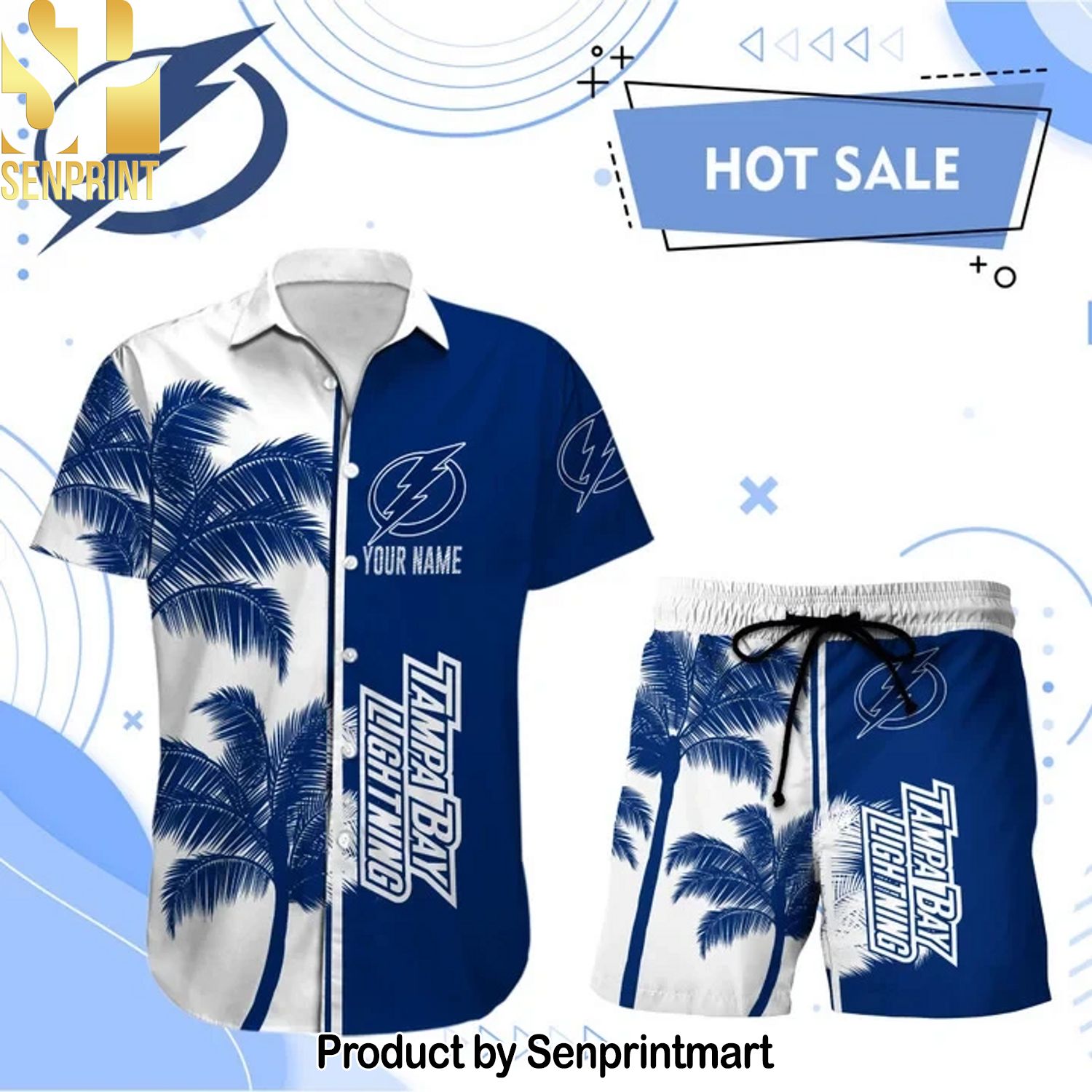 TAMPA BAY LIGHTNING NHL Casual Full Printed Hawaiian Shirt and Shorts