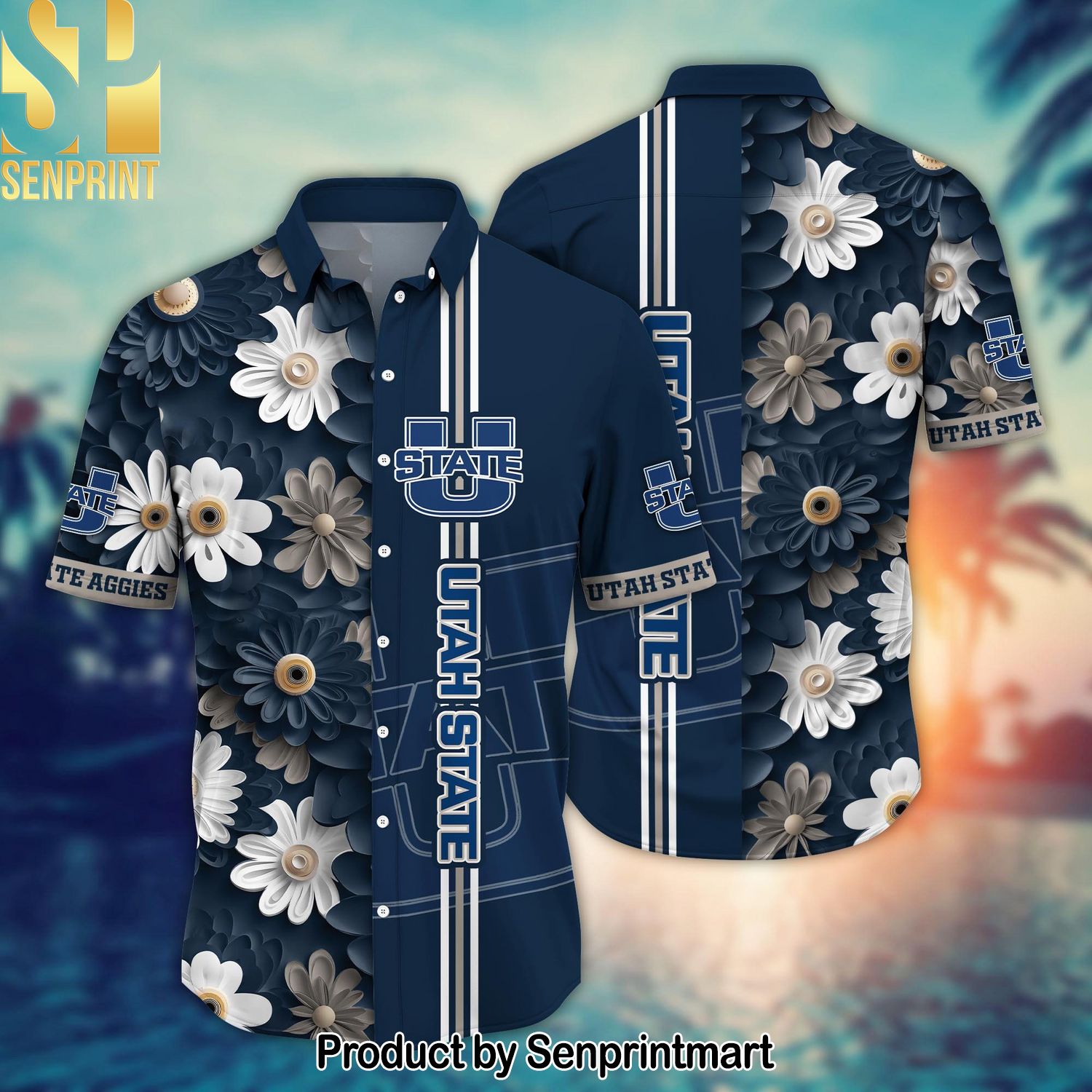 Utah State Aggies NCAA Flower For Fans All Over Print Hawaiian Shirt and Shorts