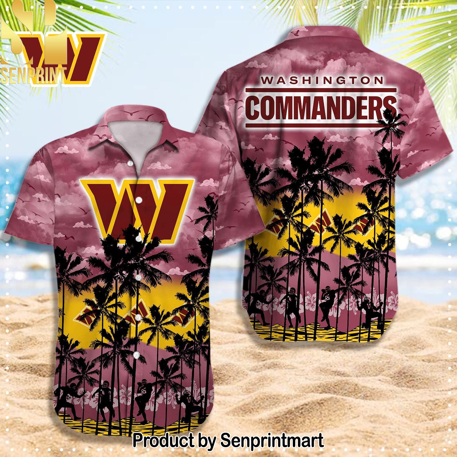 Washington Commanders NFL Classic Full Print Hawaiian Shirt and Shorts