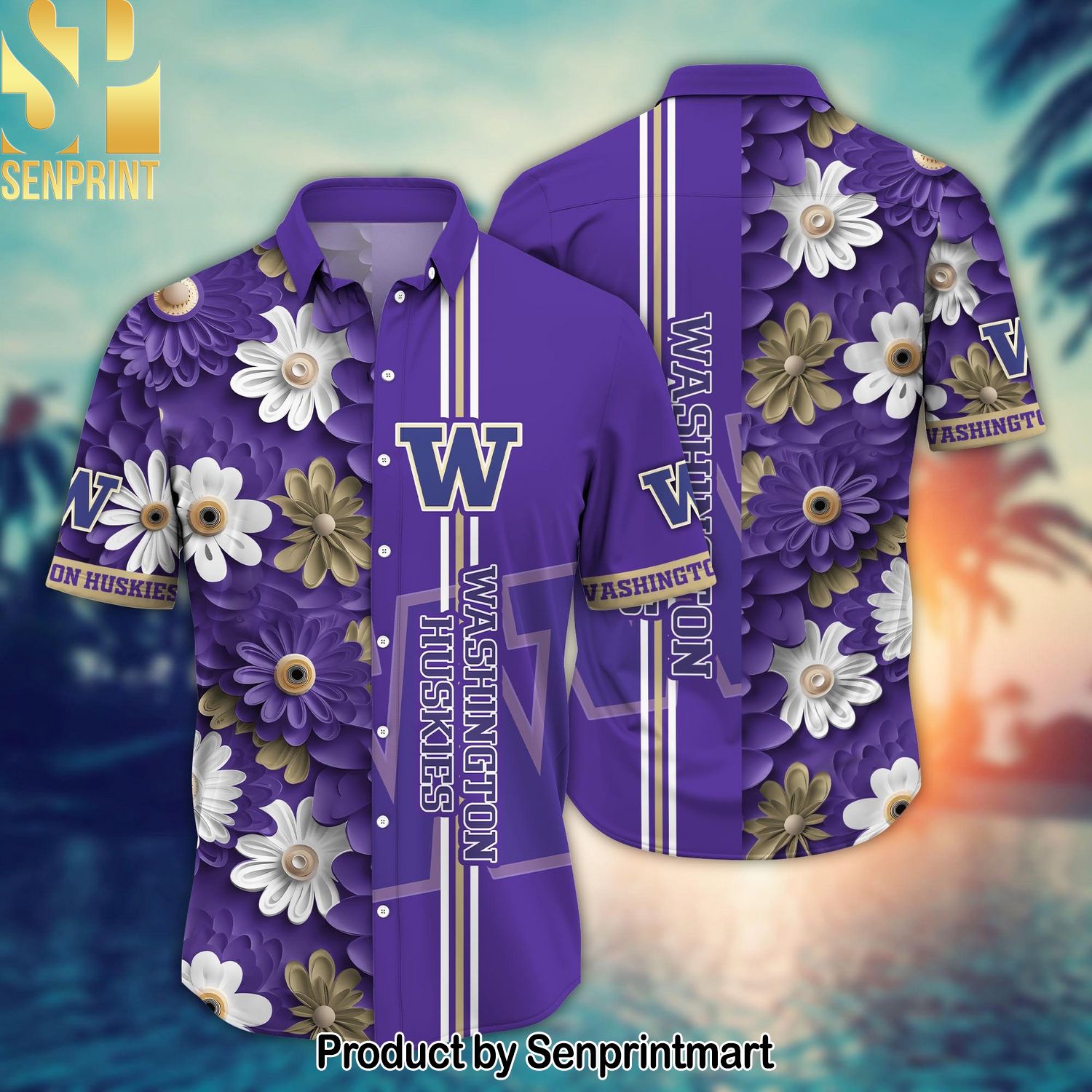 Washington Huskies NCAA Flower Hot Outfit All Over Print Hawaiian Shirt and Shorts
