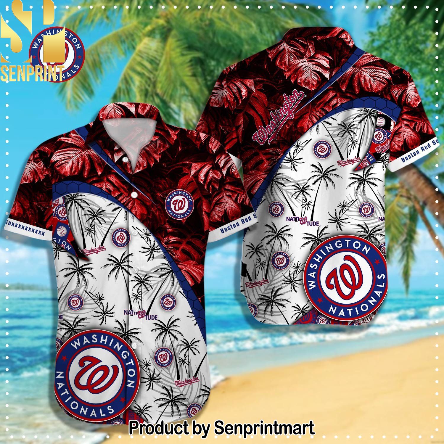 Washington Nationals MLB Classic Full Print Hawaiian Shirt and Shorts