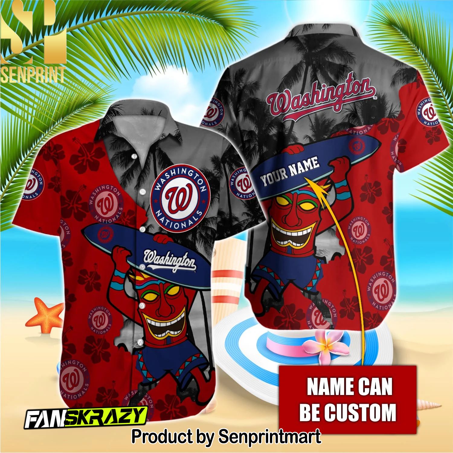Washington Nationals MLB Full Print Hawaiian Shirt and Shorts