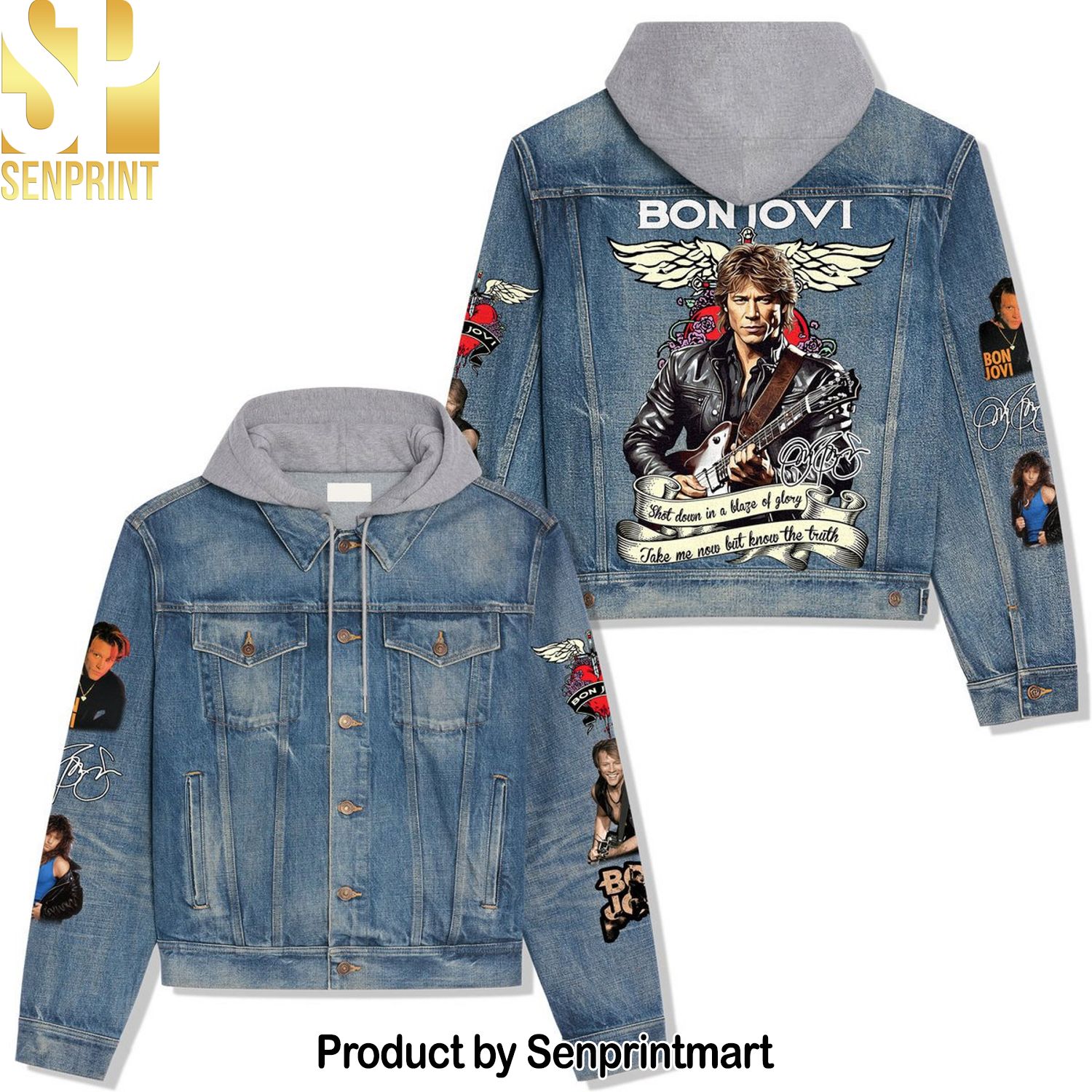 Bon Jovi Rock Band Trendy Hoodie Denim Jacket