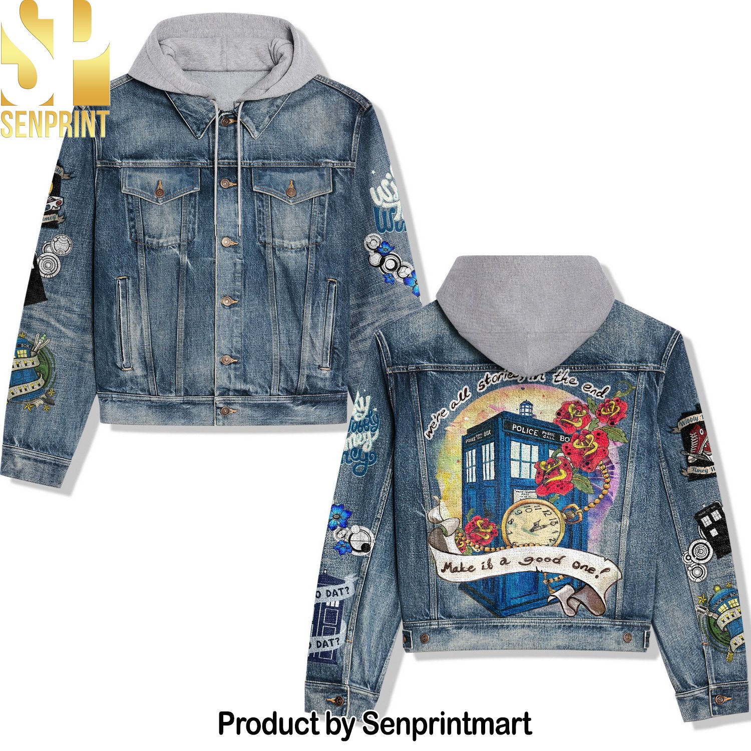 Doctor Who Warm and Cozy Hoodie Denim Jacket