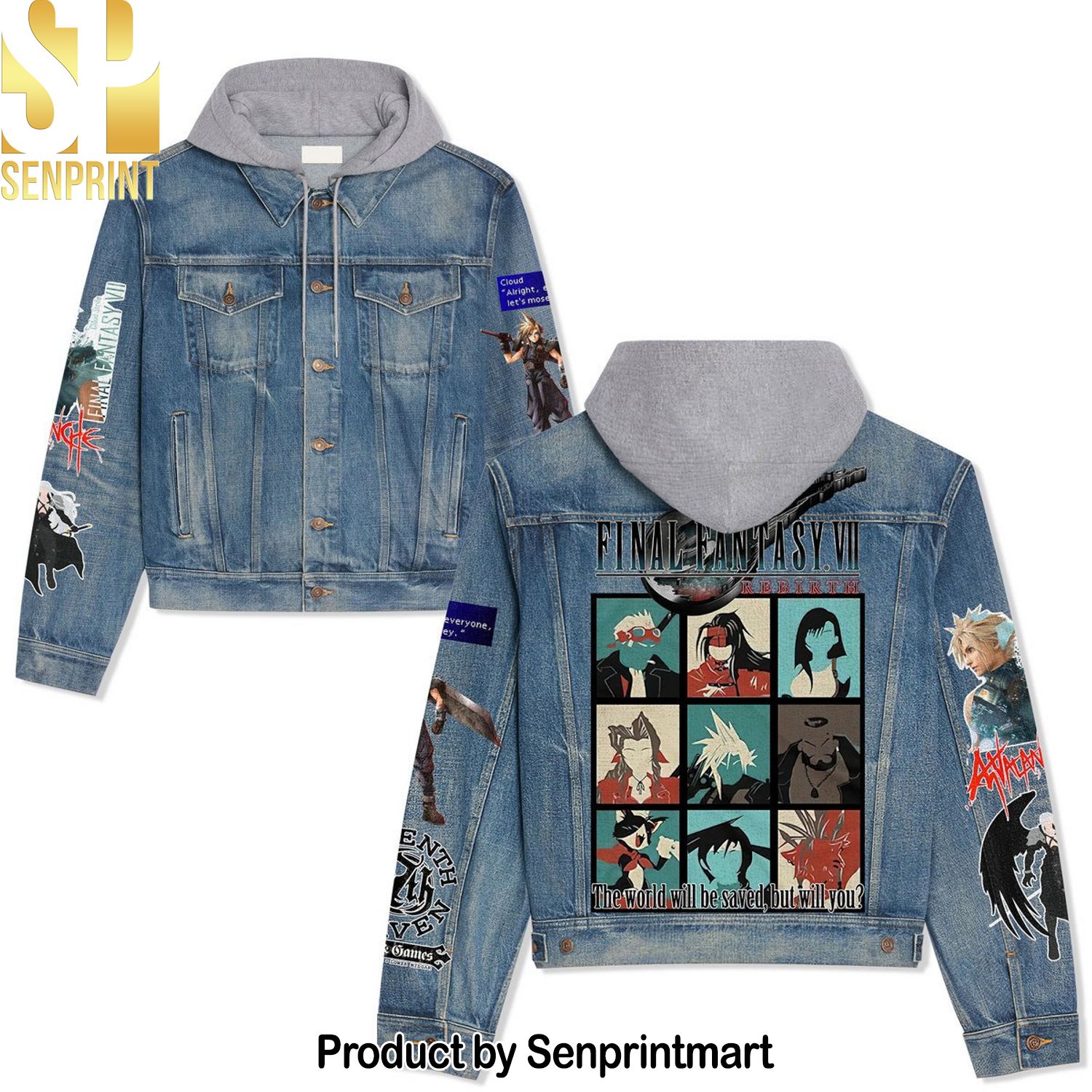 Final Fantasy Custom Design Hoodie Denim Jacket