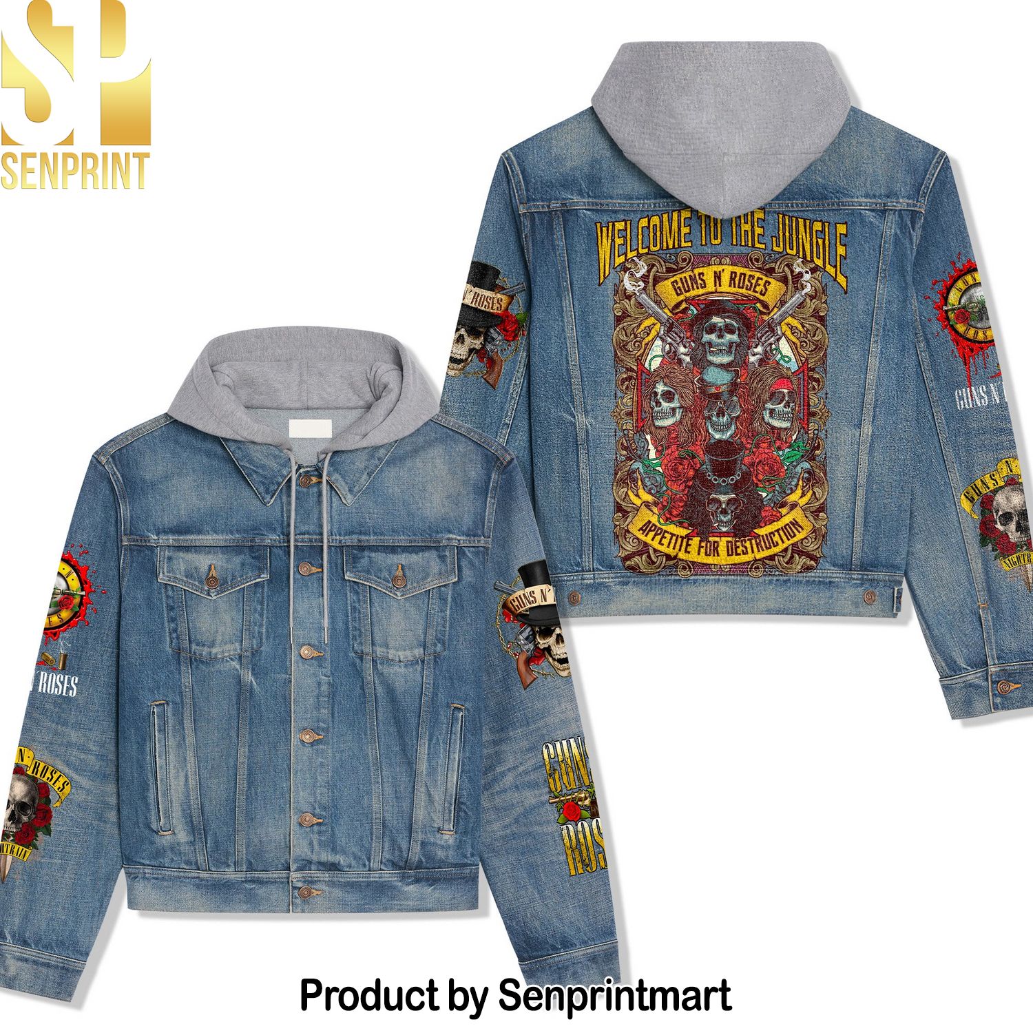 Guns N’ Roses Rock Band High-Quality Hoodie Denim Jacket