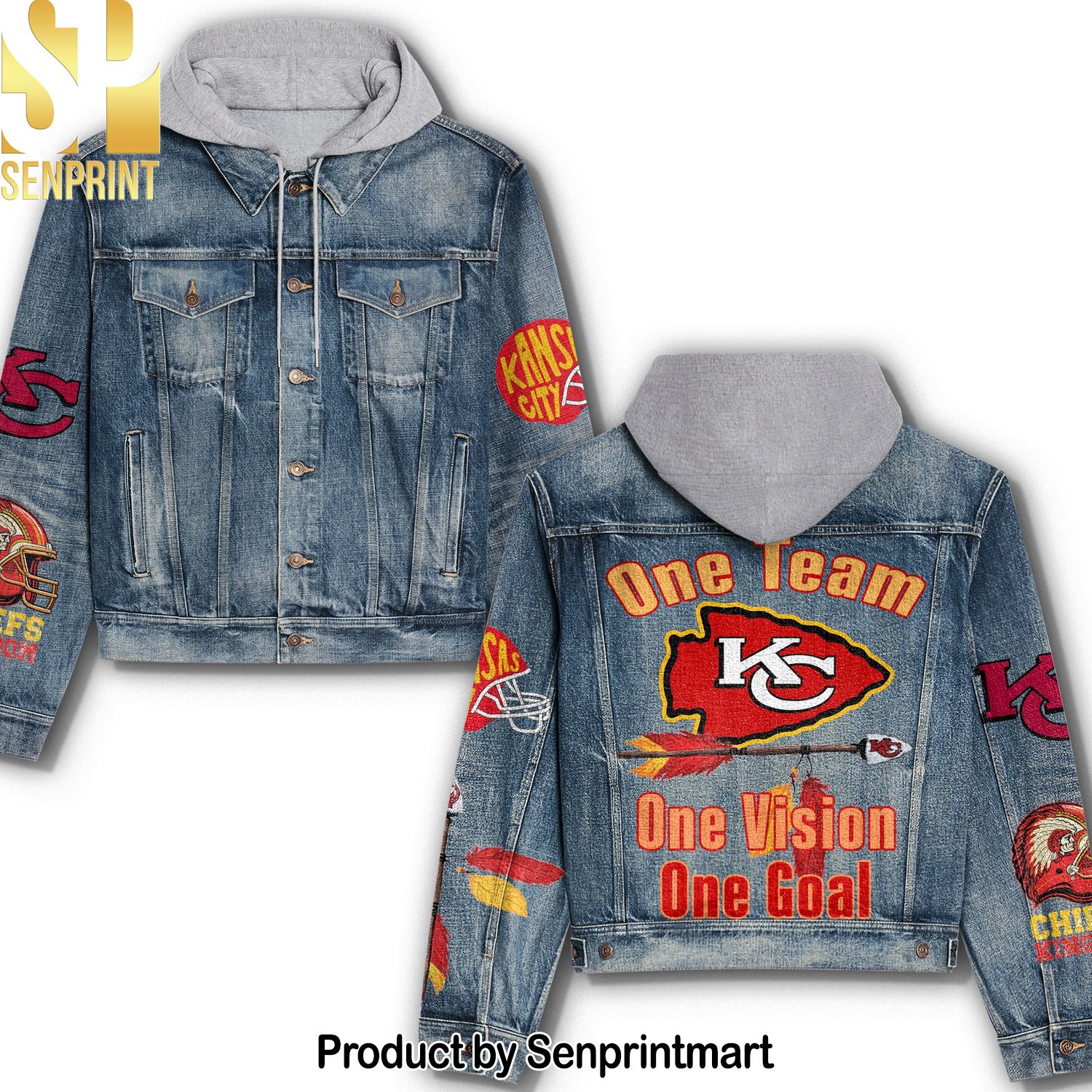 NFL Kansas City Chiefs Winter Wardrobe Hoodie Denim Jacket