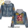 Queen Rock Band Geometric Print Hoodie Denim Jacket