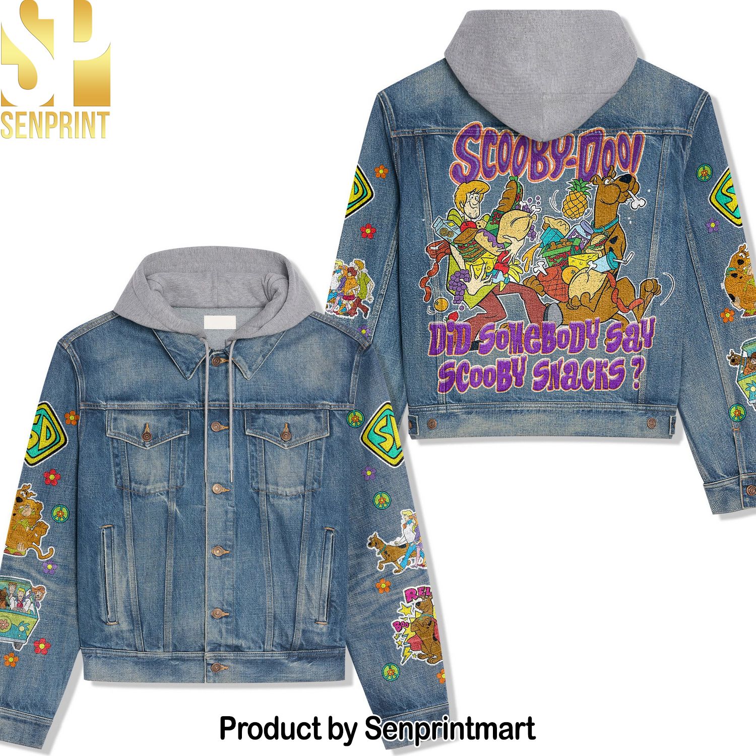 Scooby-Doo Movie Floral Print Hoodie Denim Jacket
