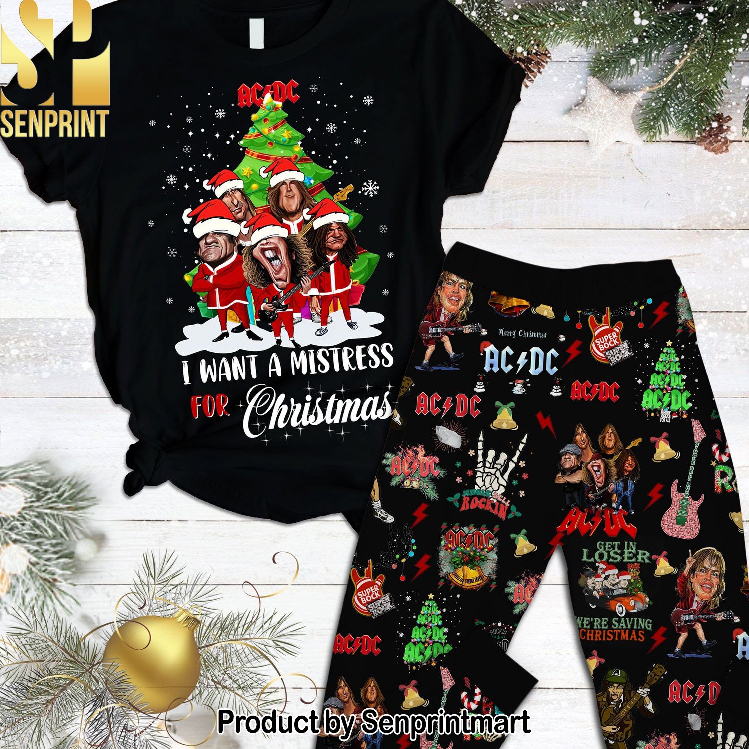 AC DC Rock Band Casual Full Printing Pajama Sets