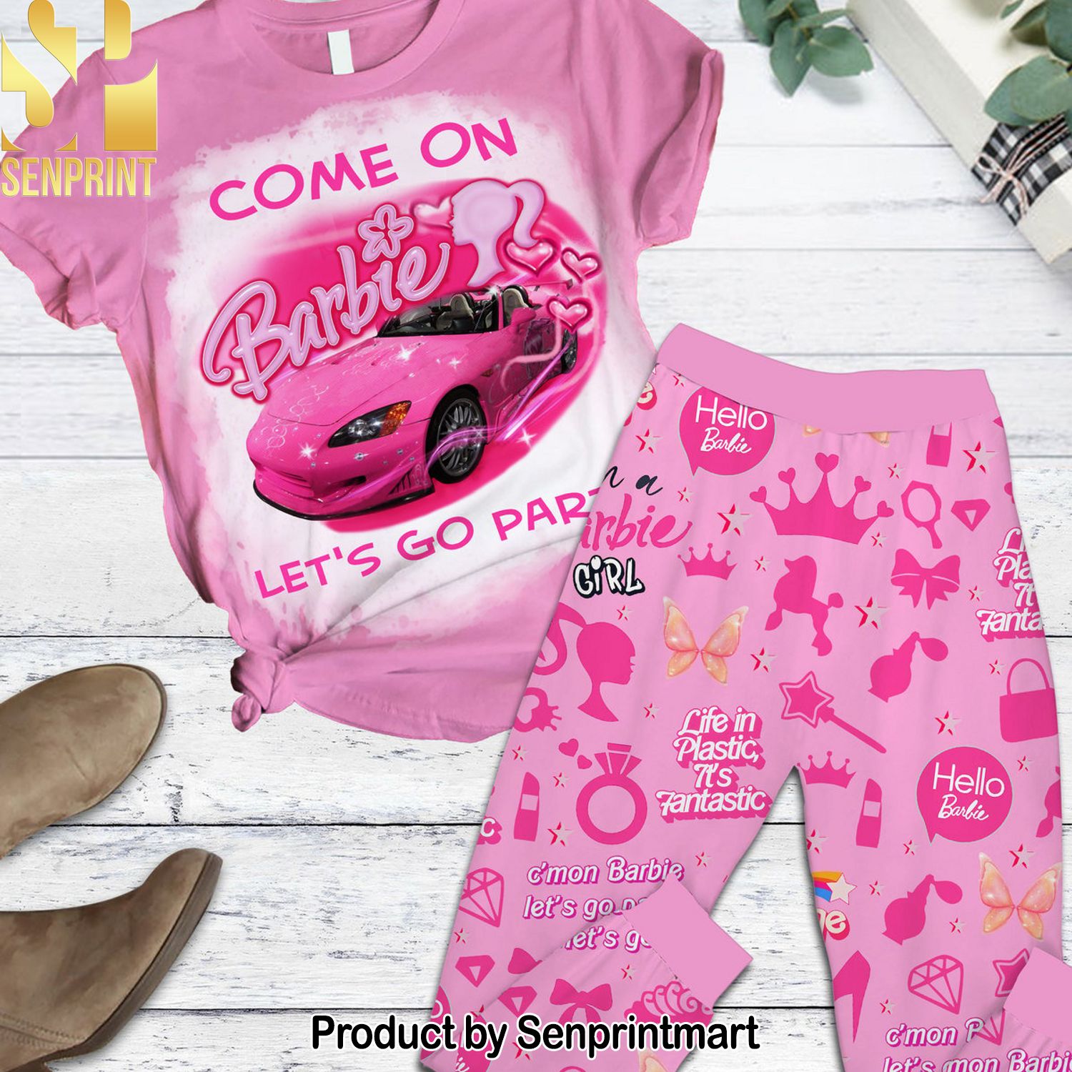 Barbie Movie Hot Version All Over Printed Pajama Sets