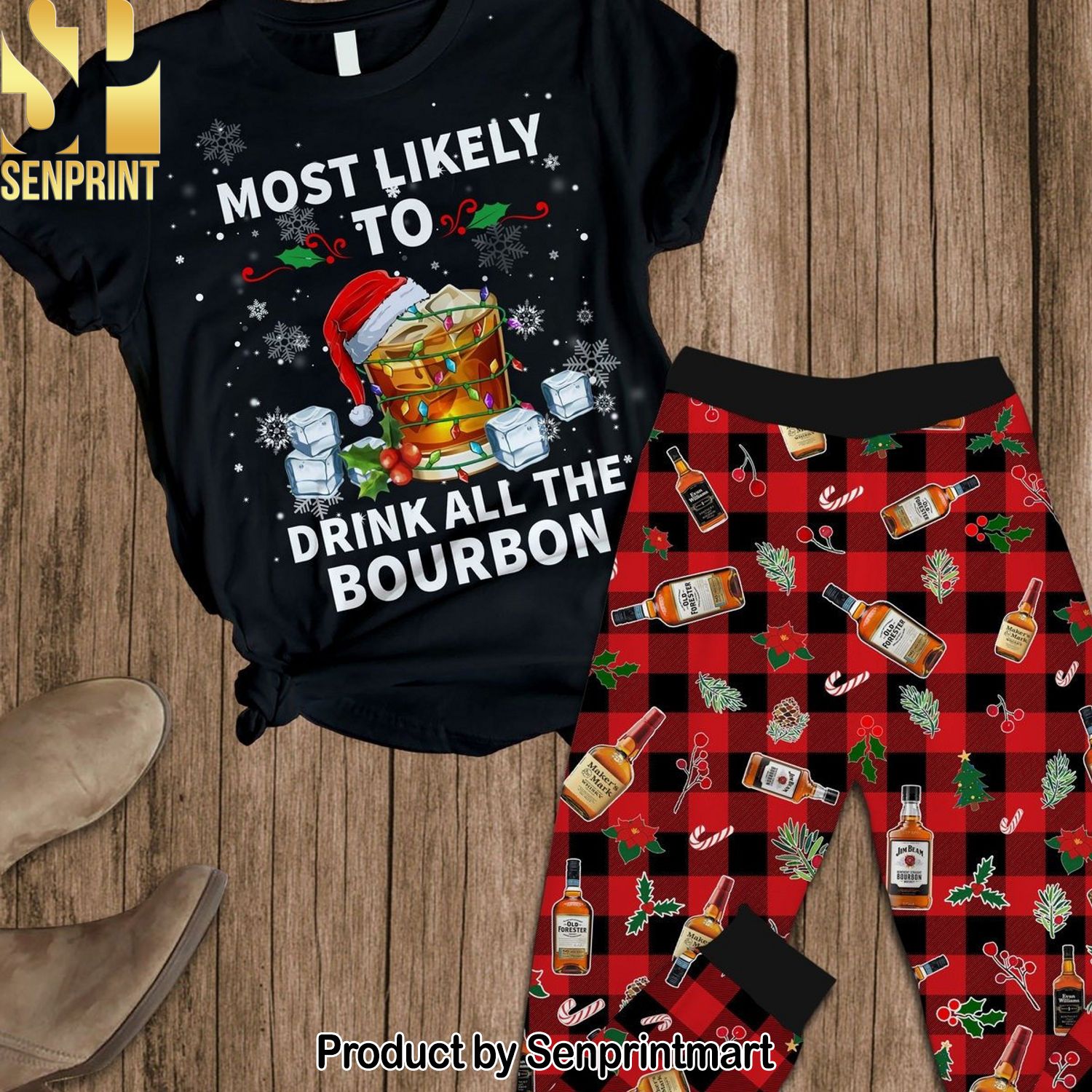 Bourbon Whiskey Pattern All Over Print Pajama Sets