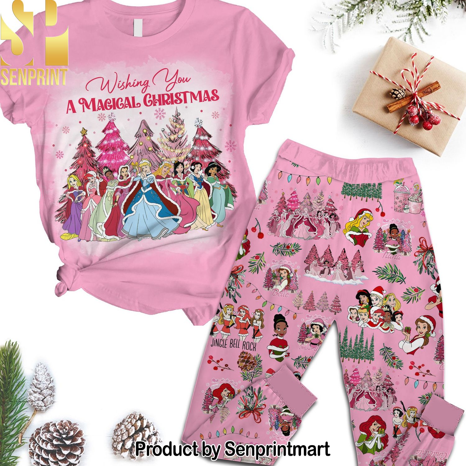 Disney Princess All Over Printed Pajama Sets