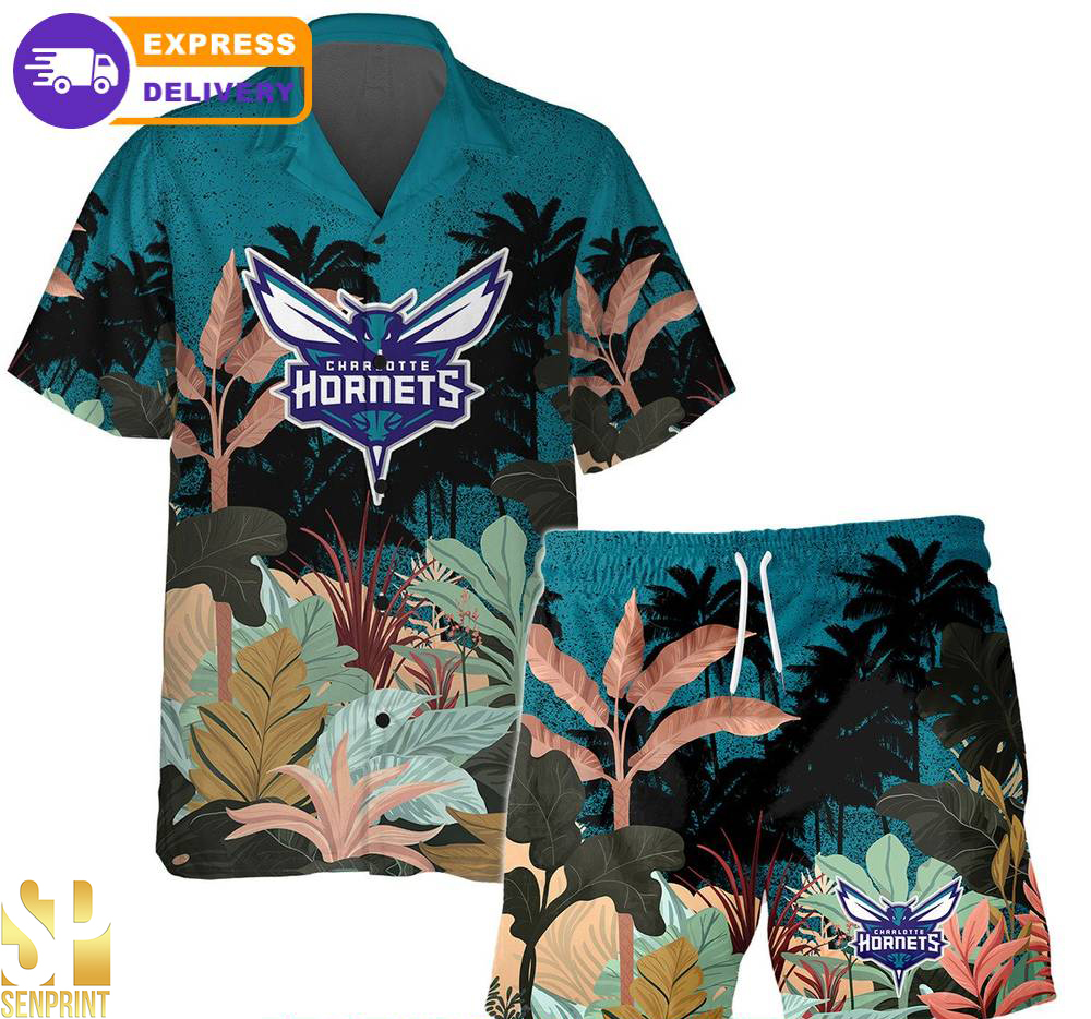 Charlotte Hornets Team Pattern Tropical Combo Hawaiian Set – SEN42610-2
