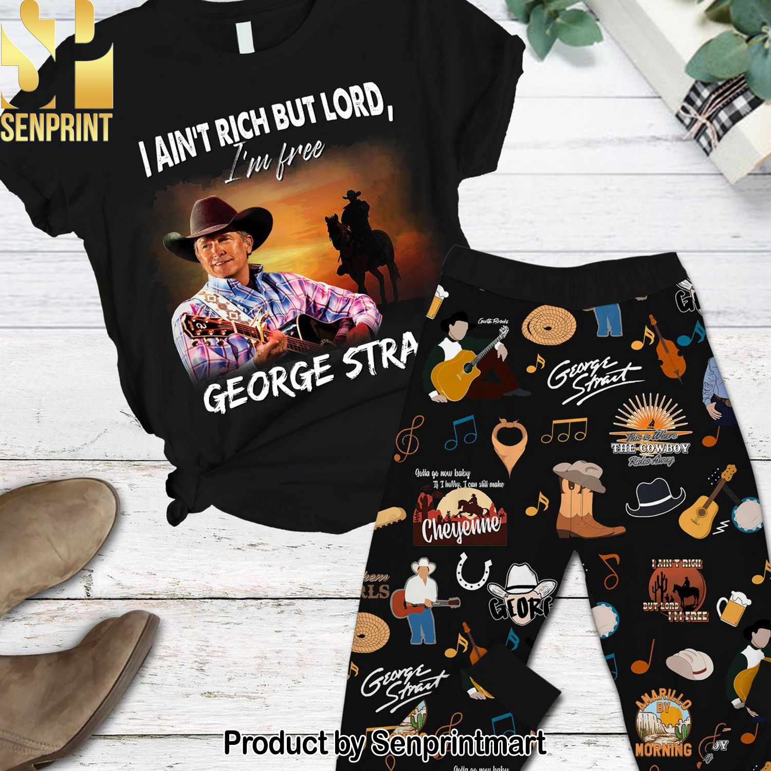 George Strait For Fan Full Printing Pajama Sets