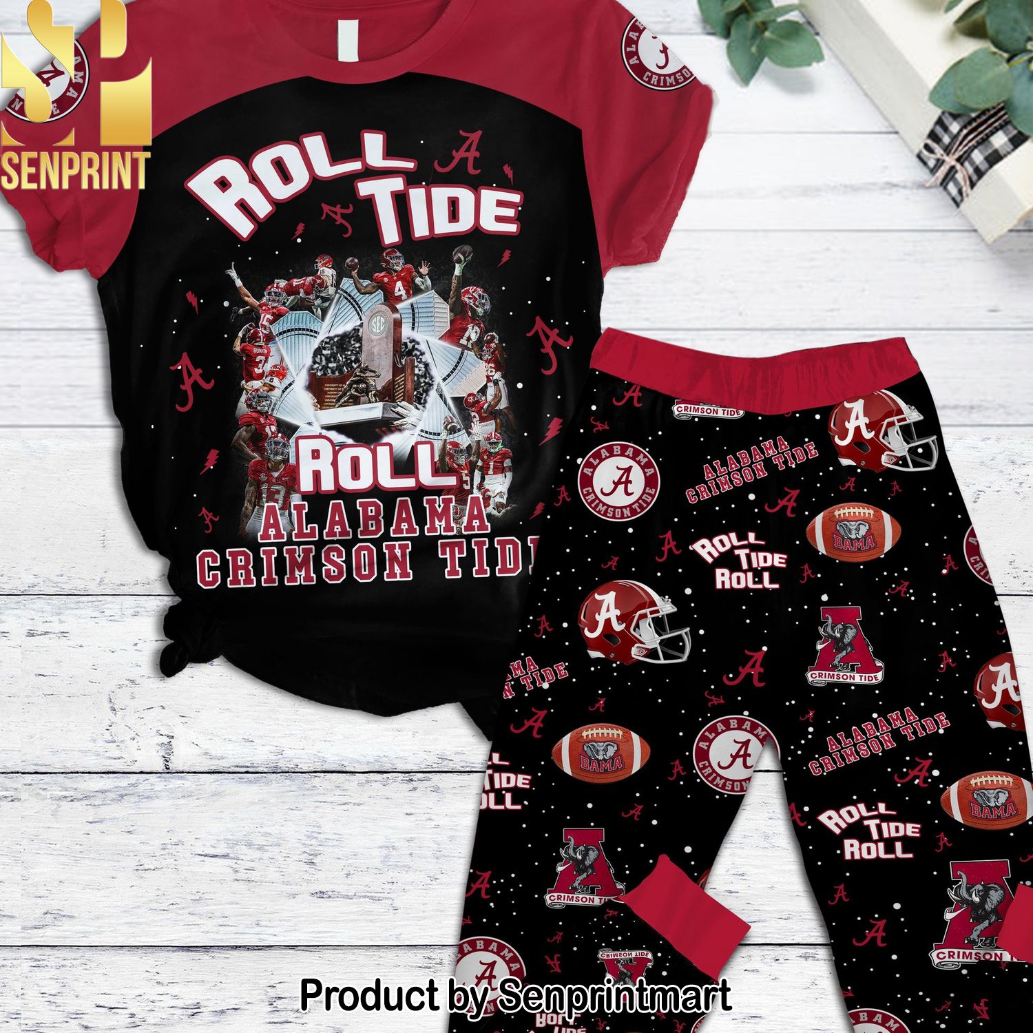 NCAA Alabama Crimson Tide Classic All Over Print Pajama Sets