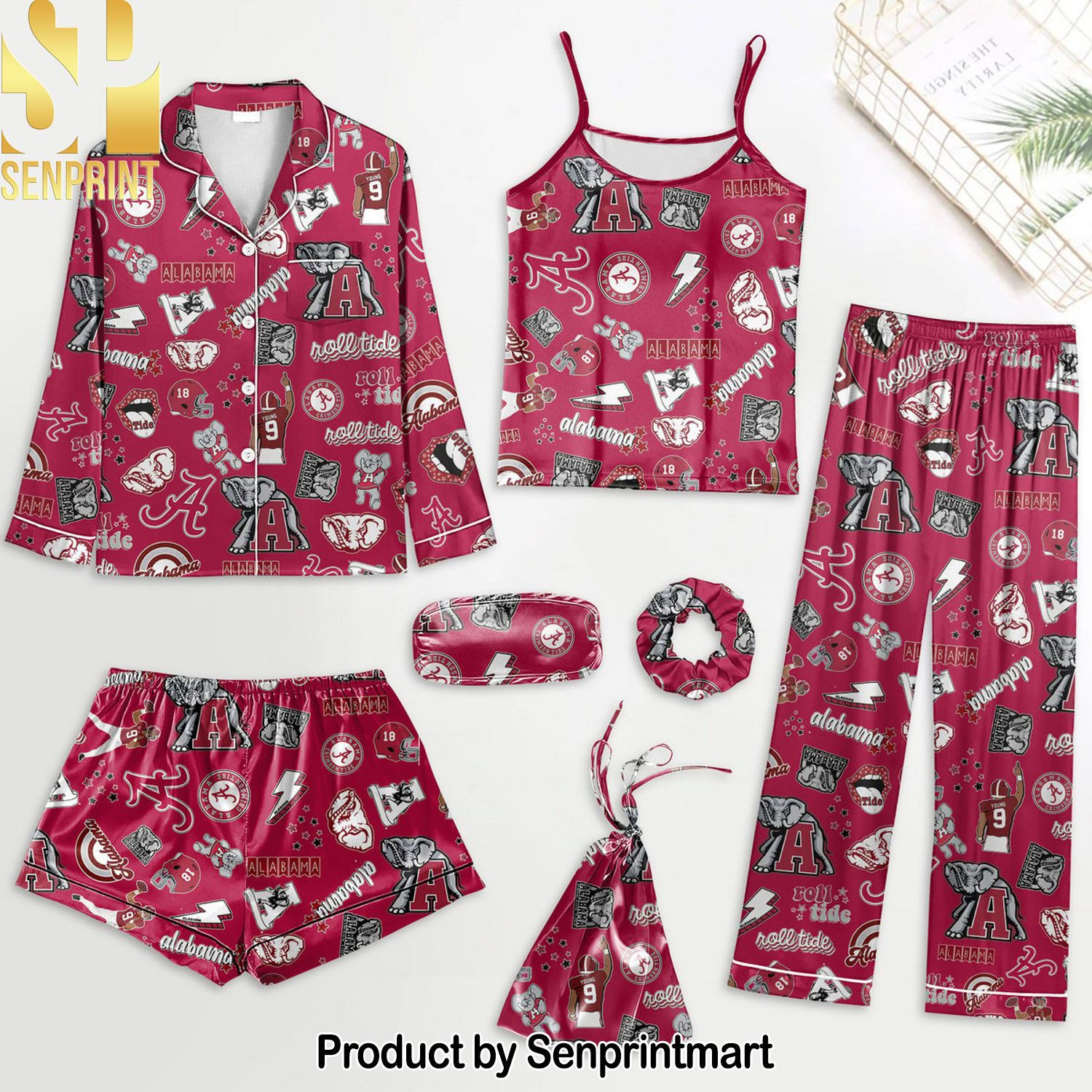 NCAA Alabama Crimson Tide Classic Full Print Pajama Sets