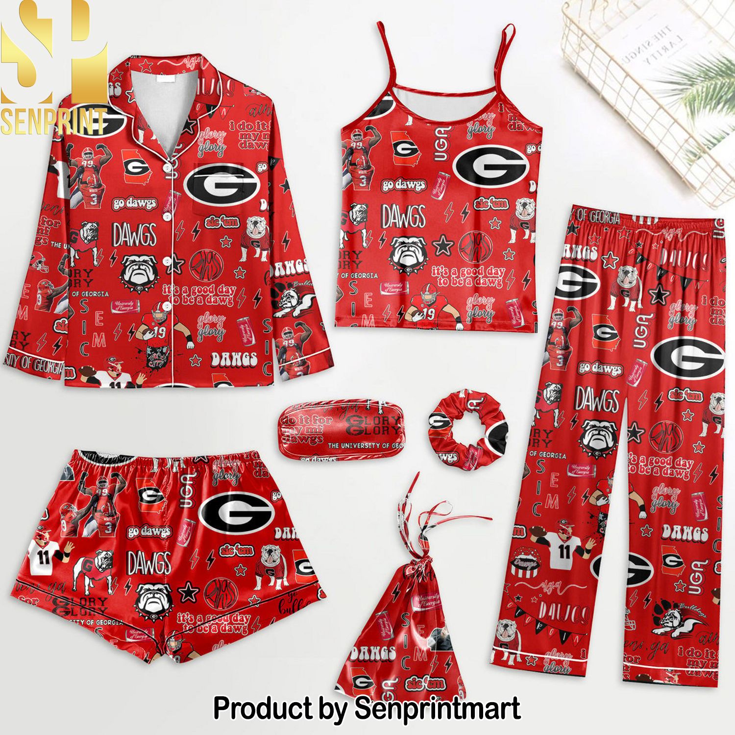 NCAA Georgia Bulldogs For Fans Full Printed Pajama Sets