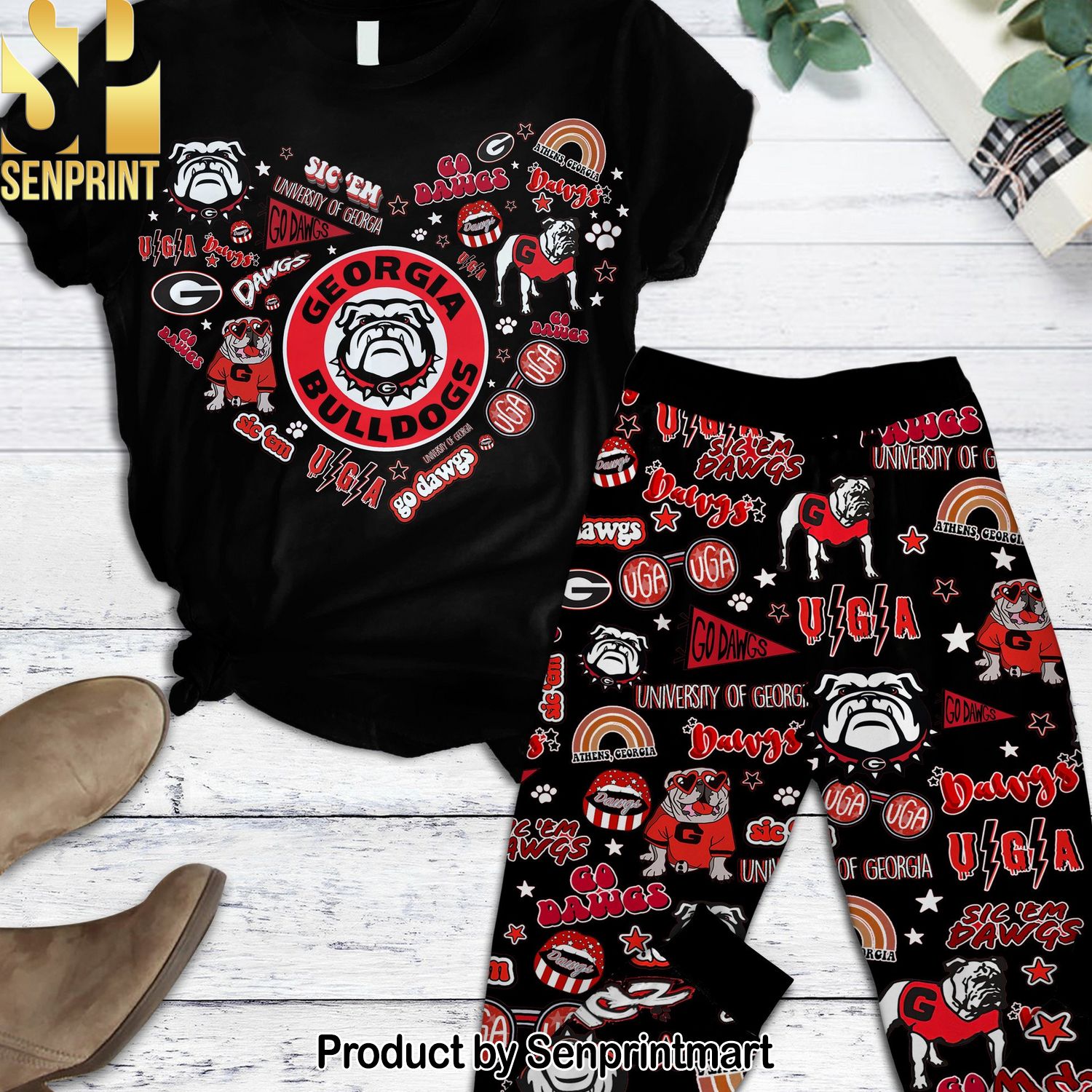 NCAA Georgia Bulldogs Gift Ideas Full Print Pajama Sets