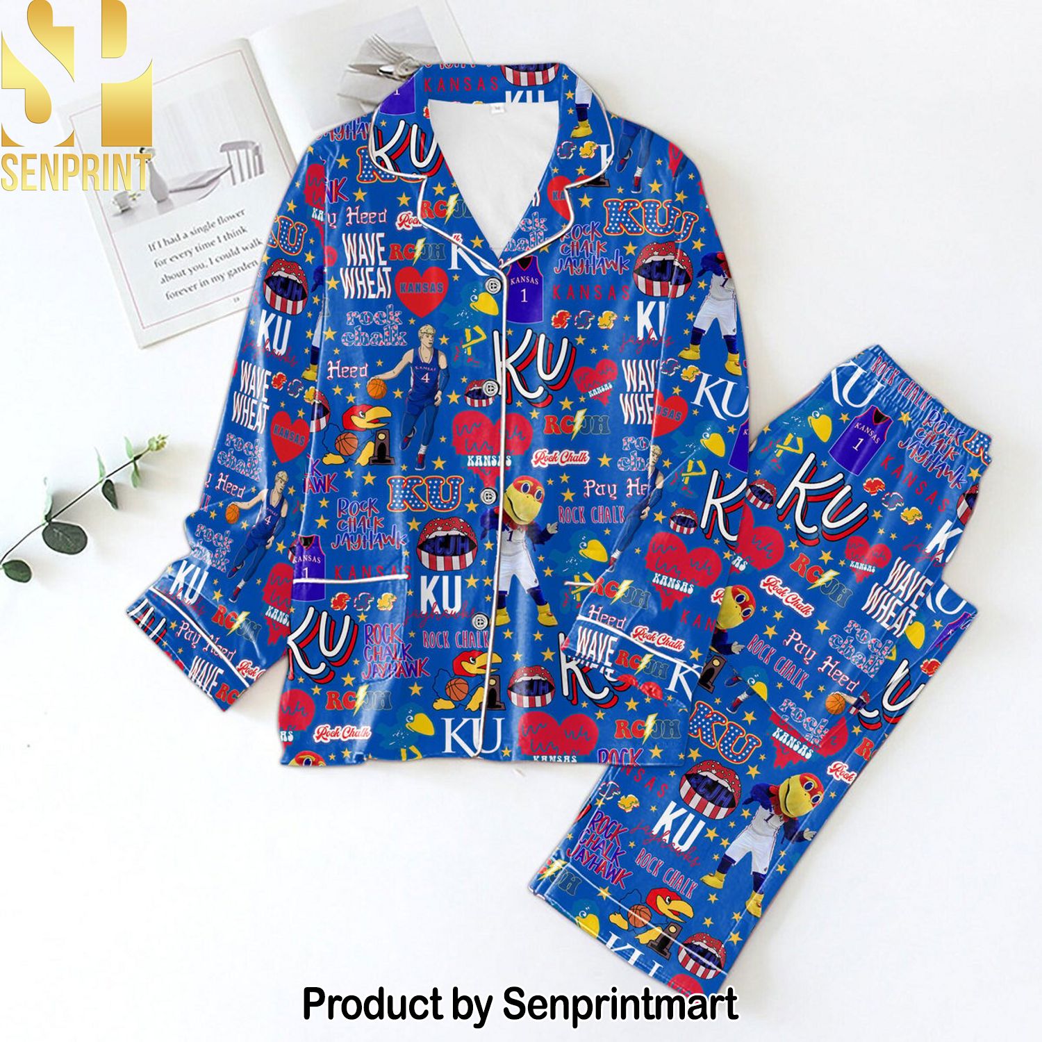 NCAA Kansas Jayhawks New Style Full Print Pajama Sets