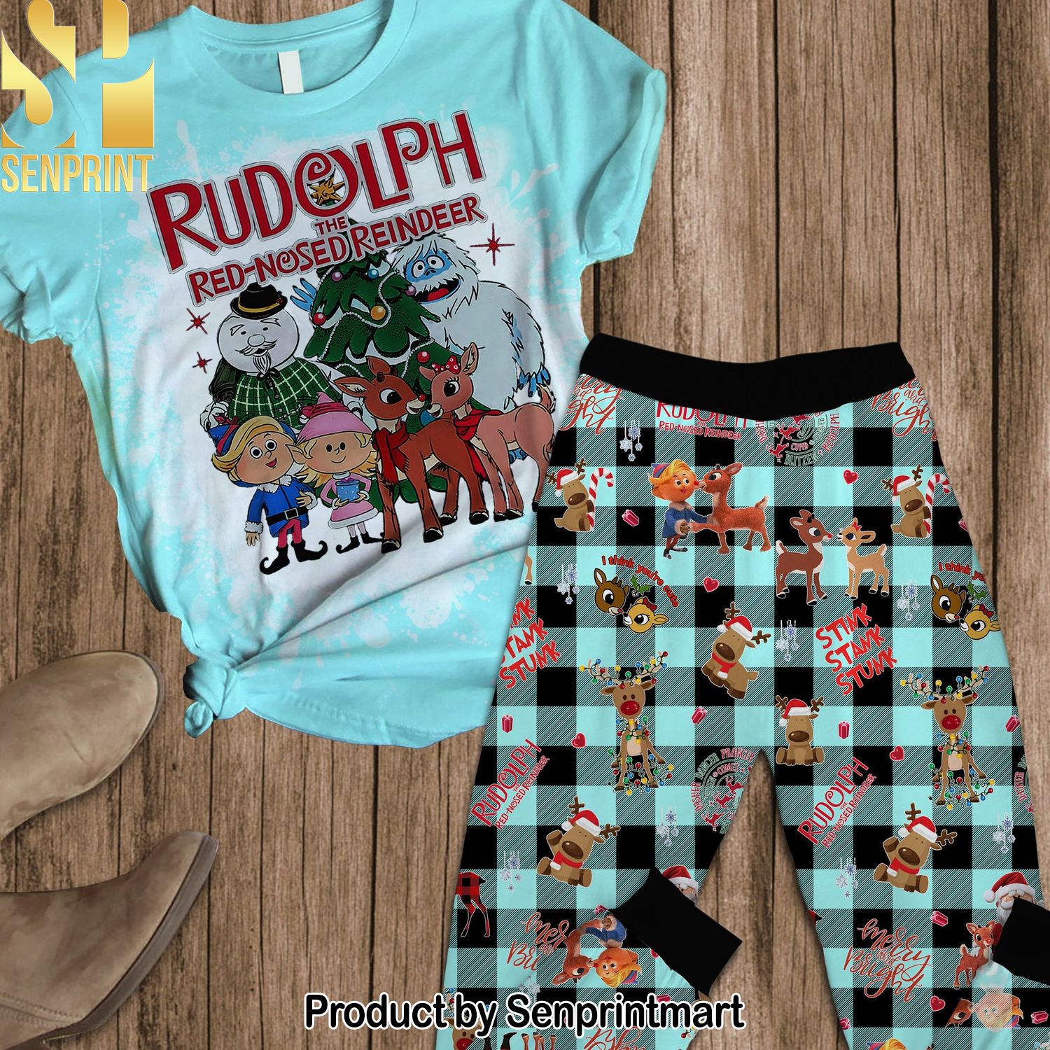 Rudolph the Red-Nosed Reindeer Unique Full Print Pajama Sets